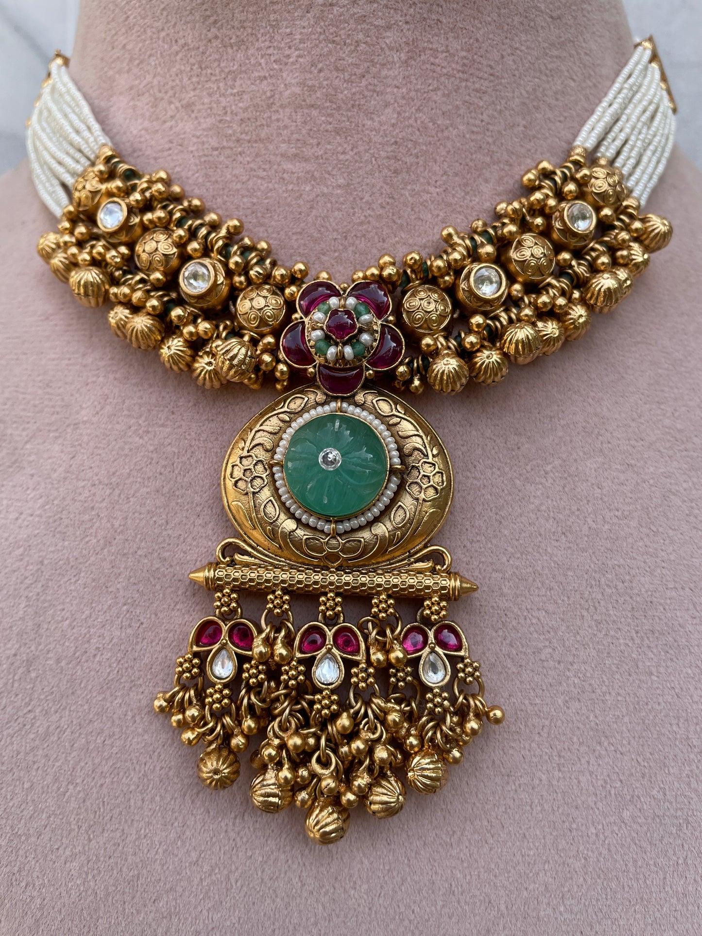 Tatvam Pearl Antique Necklace Set