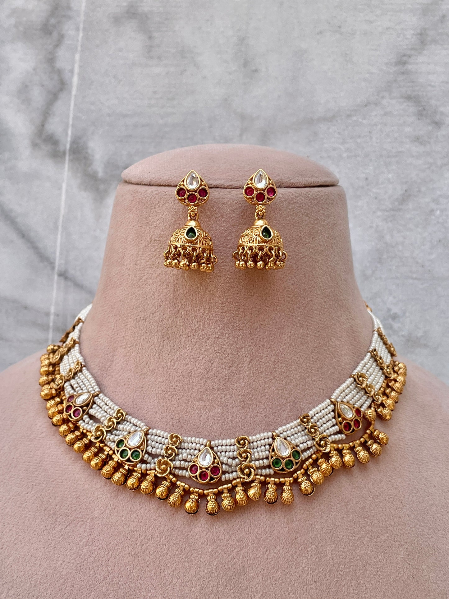 Prerna Antique Pearl Necklace Set