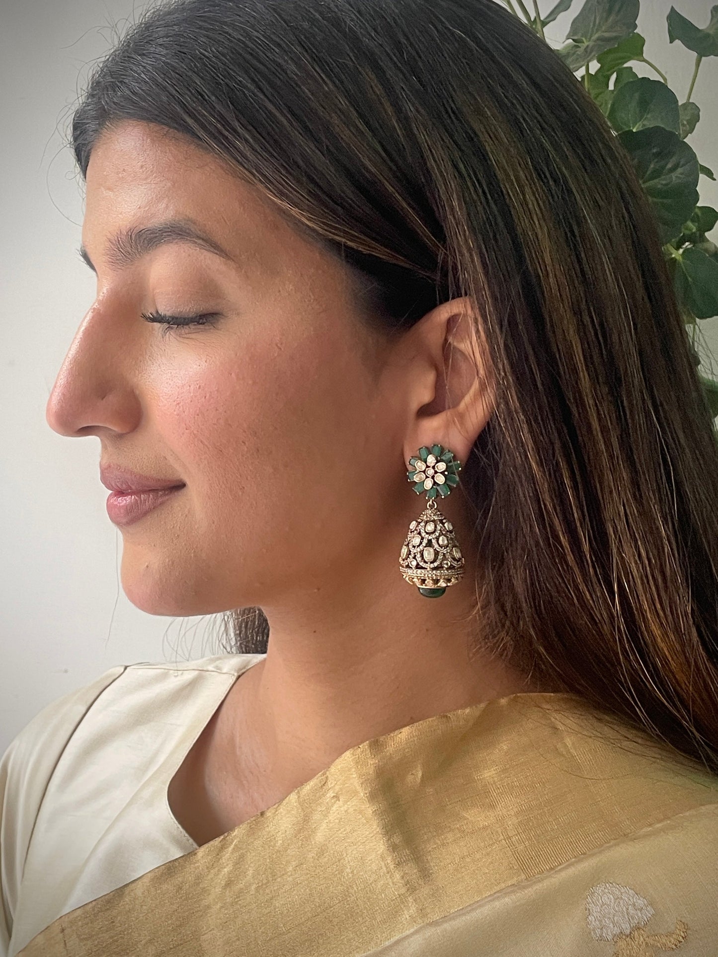 Sayali Emerald Polki Jhumkis