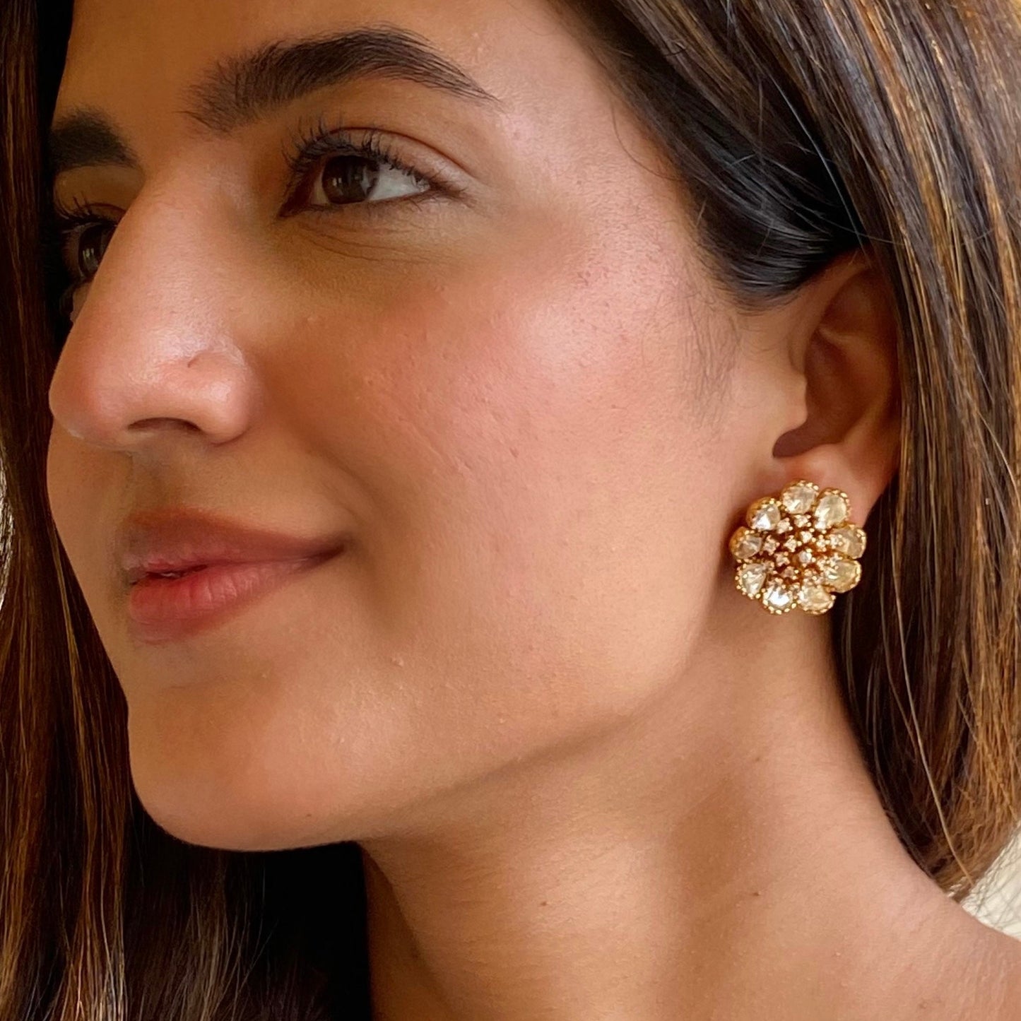 Nusrat Moissanite Polki Earrings
