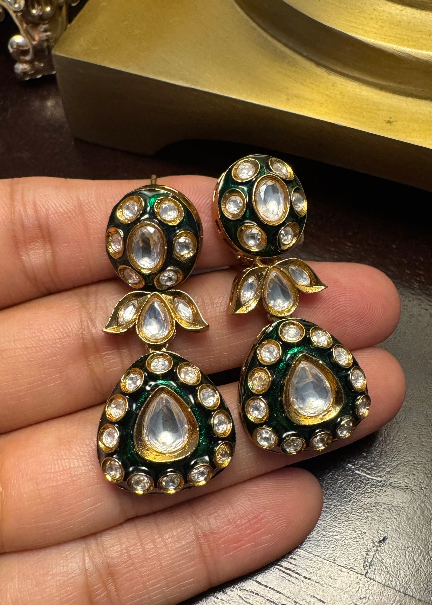 Kashni Polki Meenakari Earrings