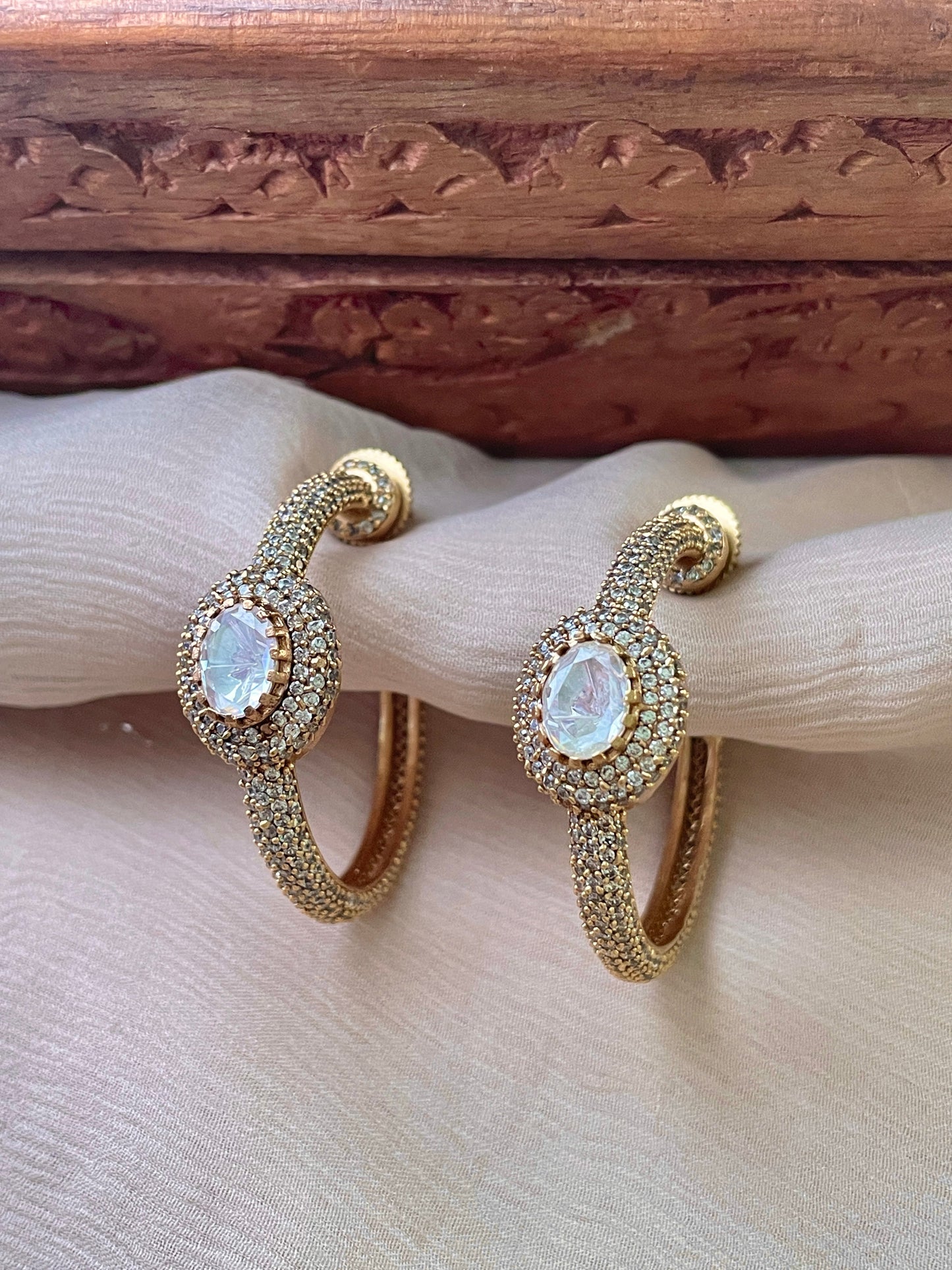 Bina Polki Hoop Earrings