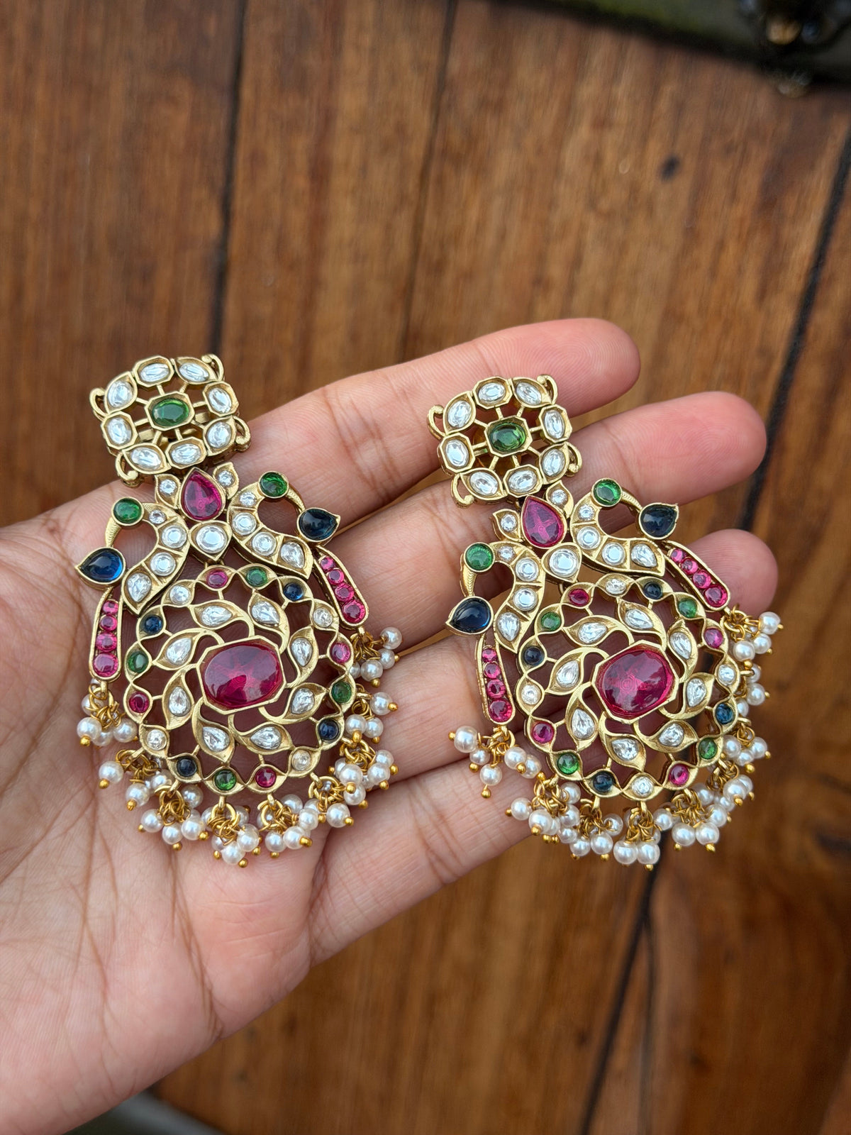 Made to Order -Upasna Multicolour Polki Jadau Real Look Earrings