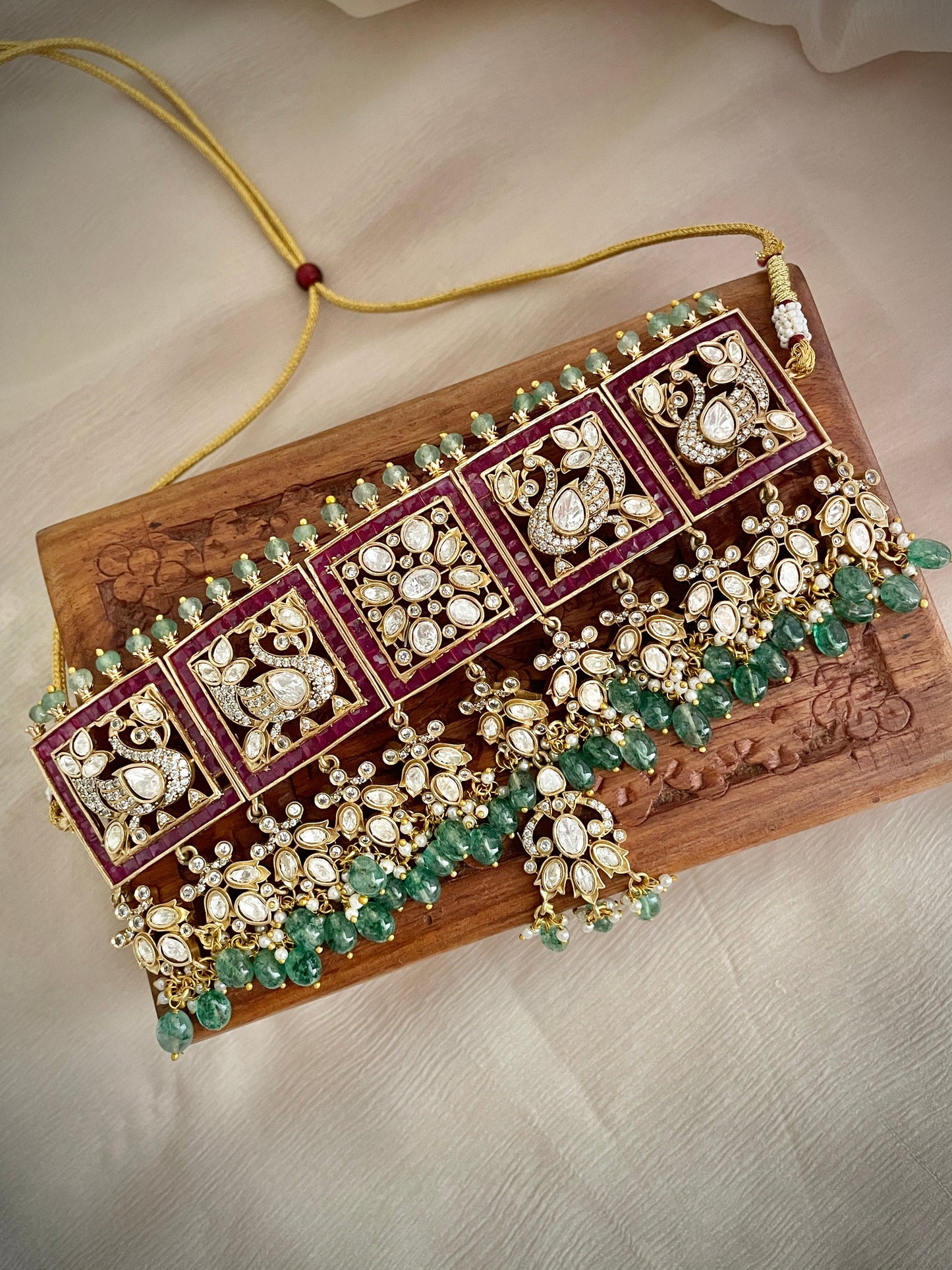 Raas Ruby Emerald Choker Necklace Set- Made to Order