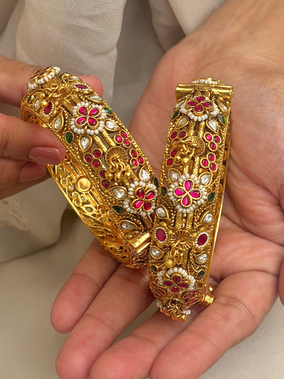 Poornima Antique Gold Look Bangles- Set of 2