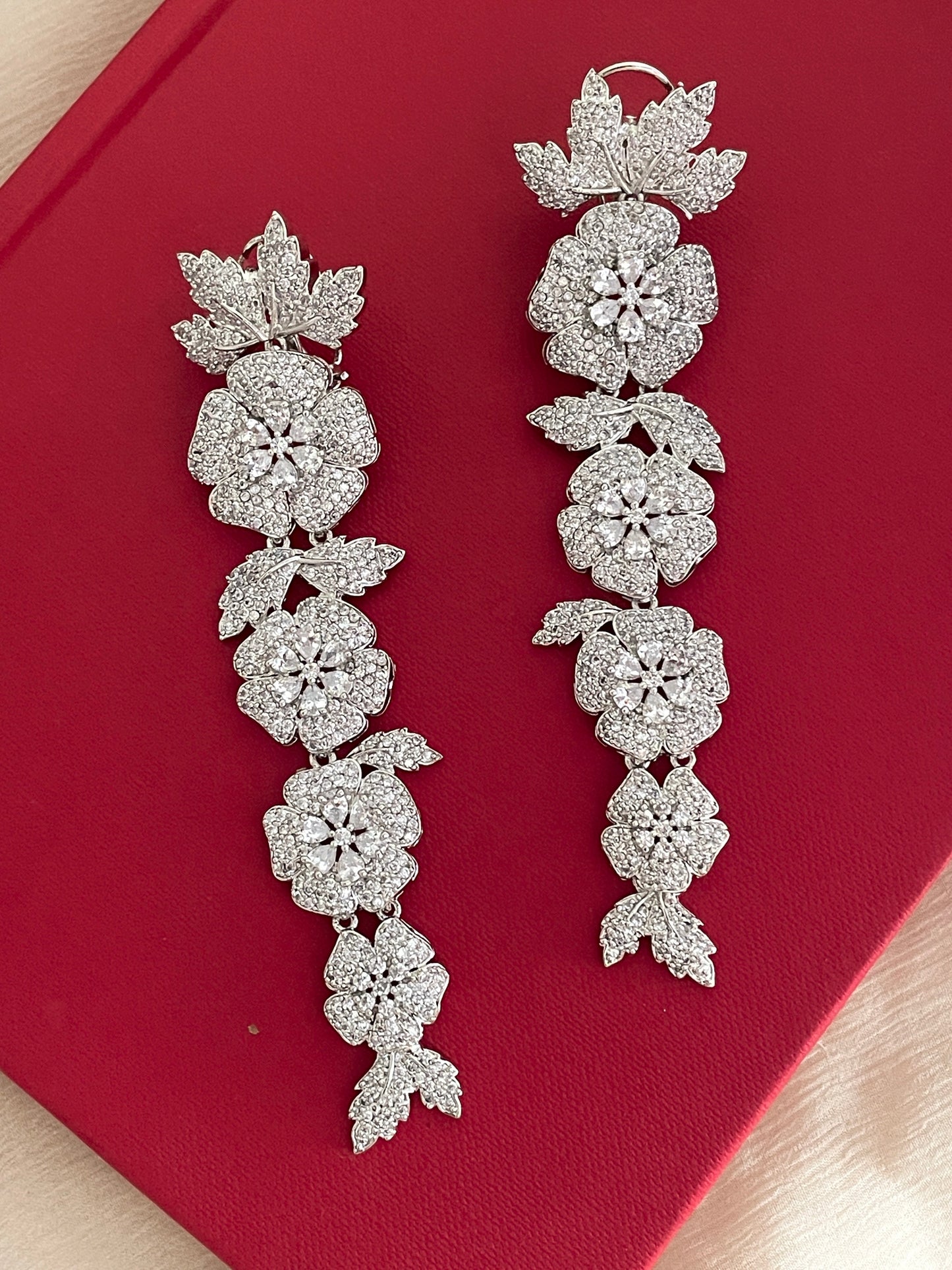 Floral Symphony Diamond Shoulder Duster Earrings