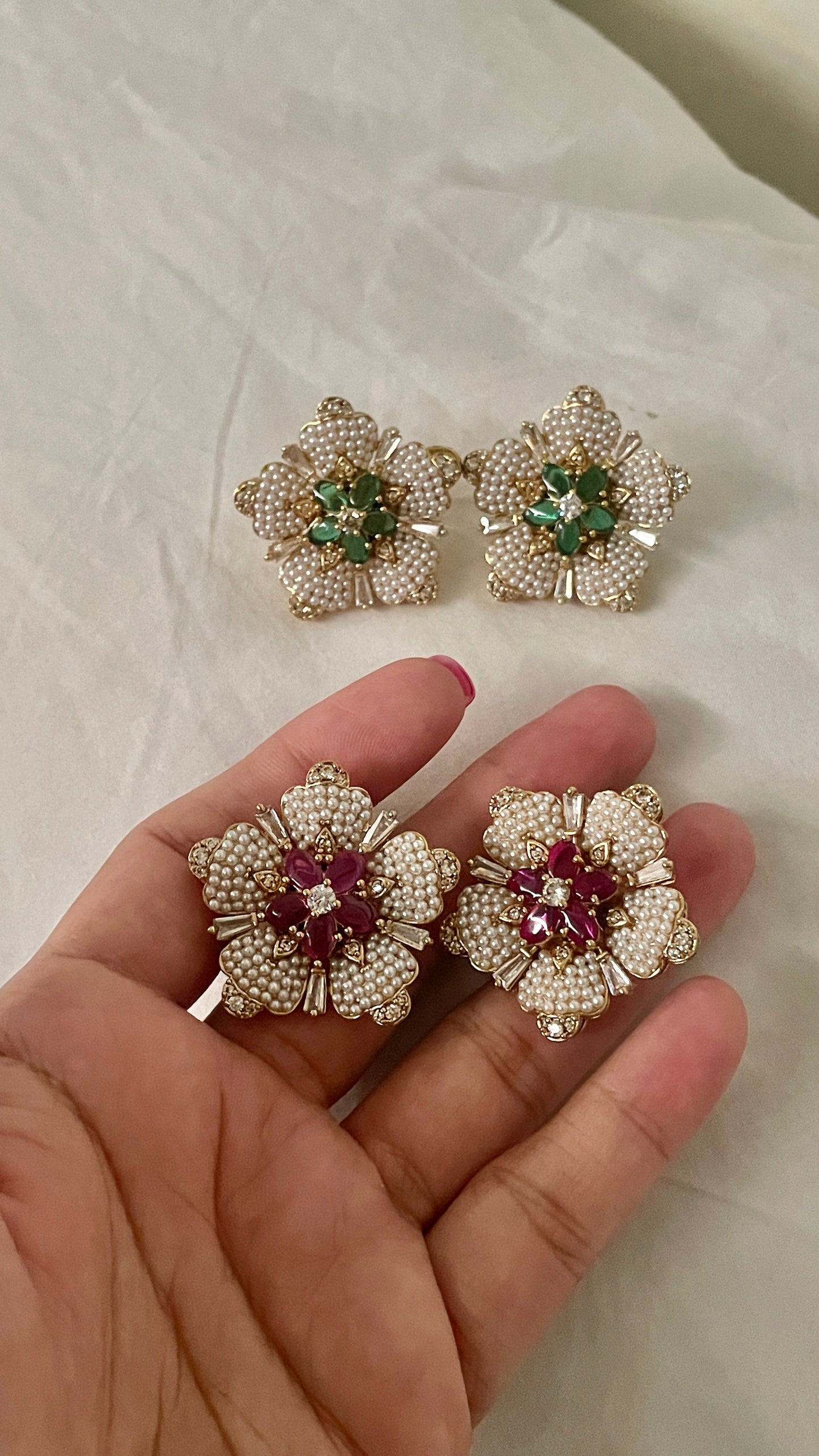 Mirangi Red Pearl Floret Earrings