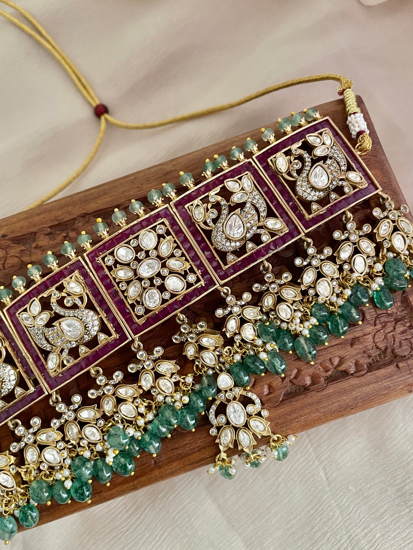Raas Ruby Emerald Choker Necklace Set- Made to Order
