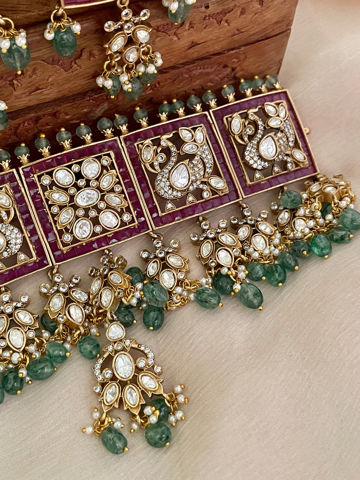 Raas Ruby Emerald Choker Necklace Set- Made to Order
