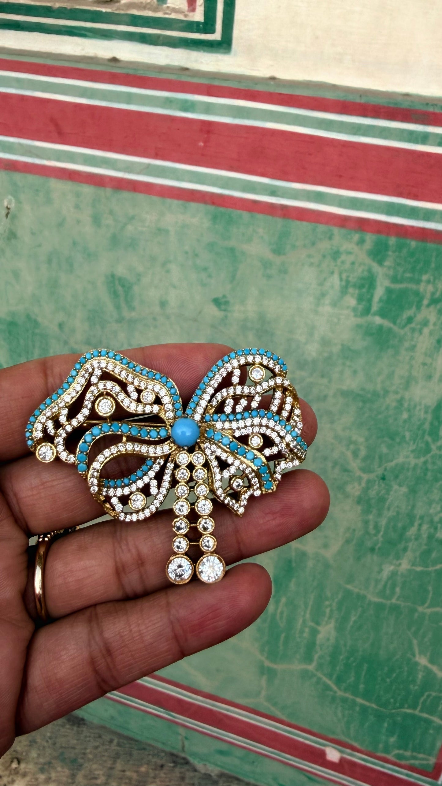 Bow Brooch- Turquoise