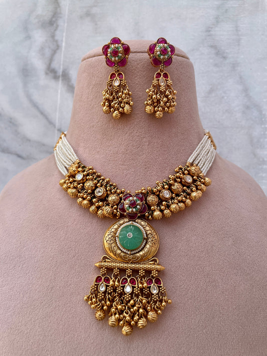 Tatvam Pearl Antique Necklace Set