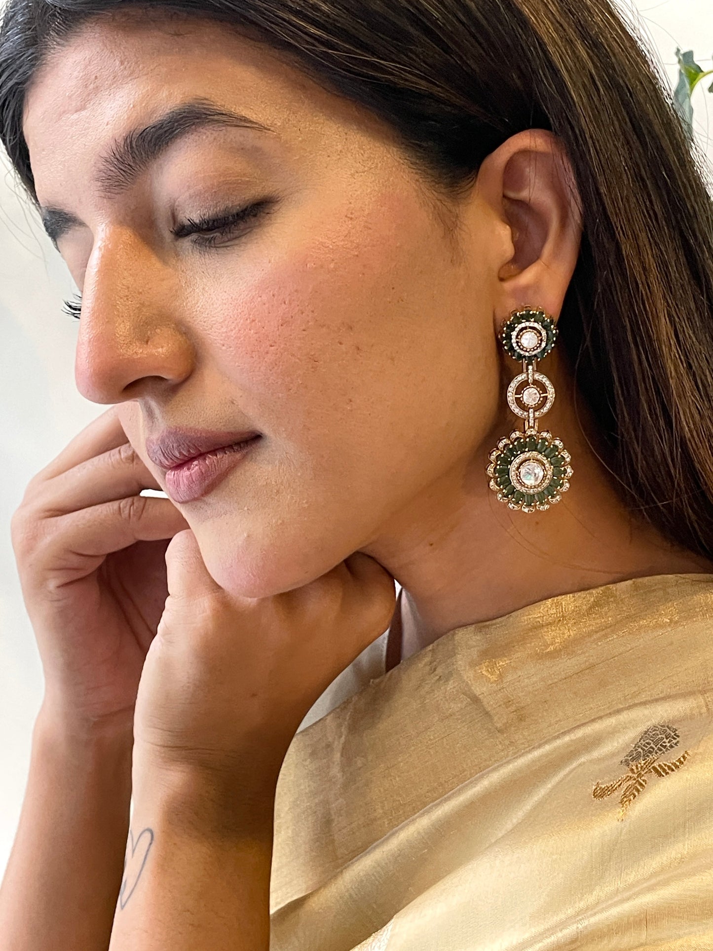 Jiva Emerald Polki Earrings