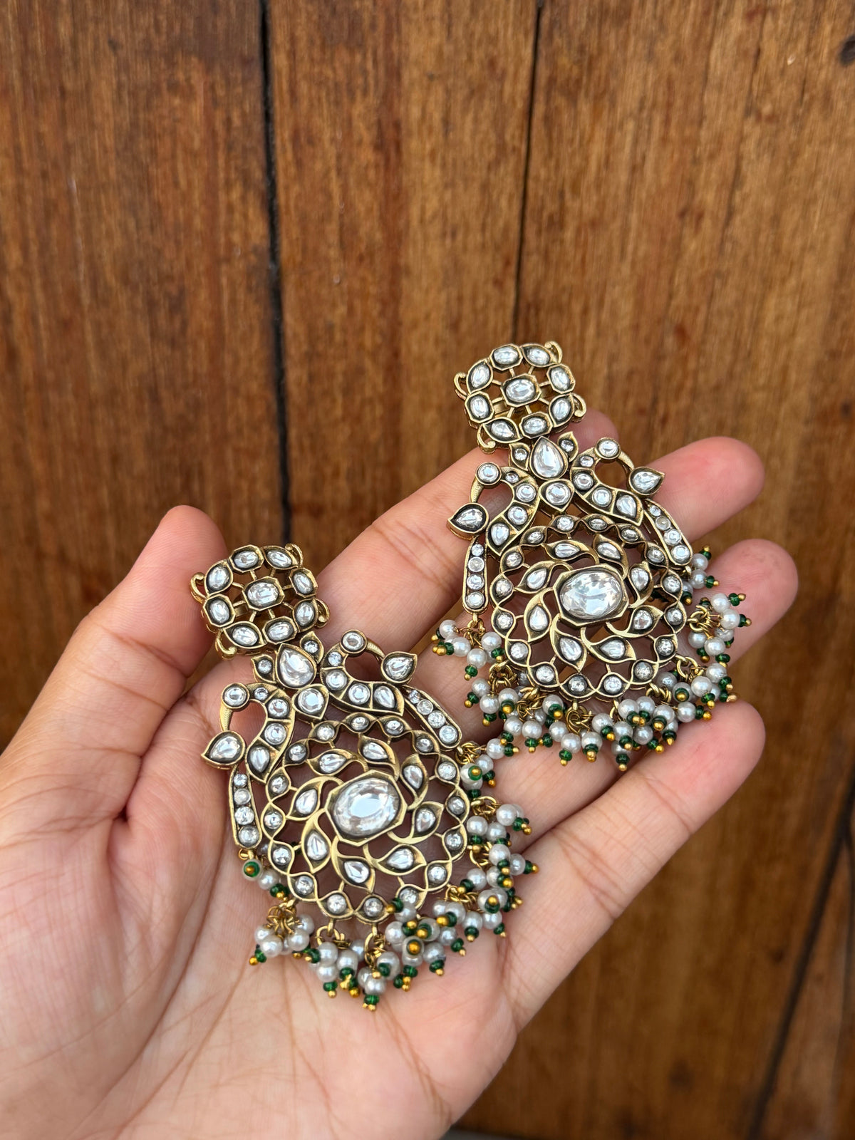 Made to Order -Upasna White Polki Jadau Real Look Earrings