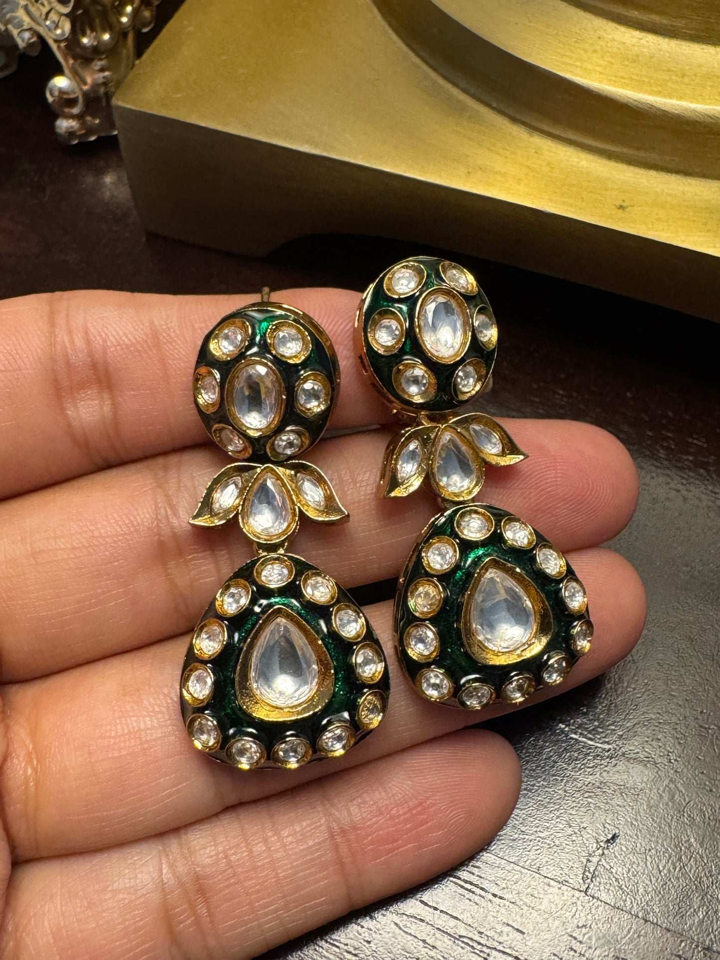 Kashni Polki Meenakari Earrings