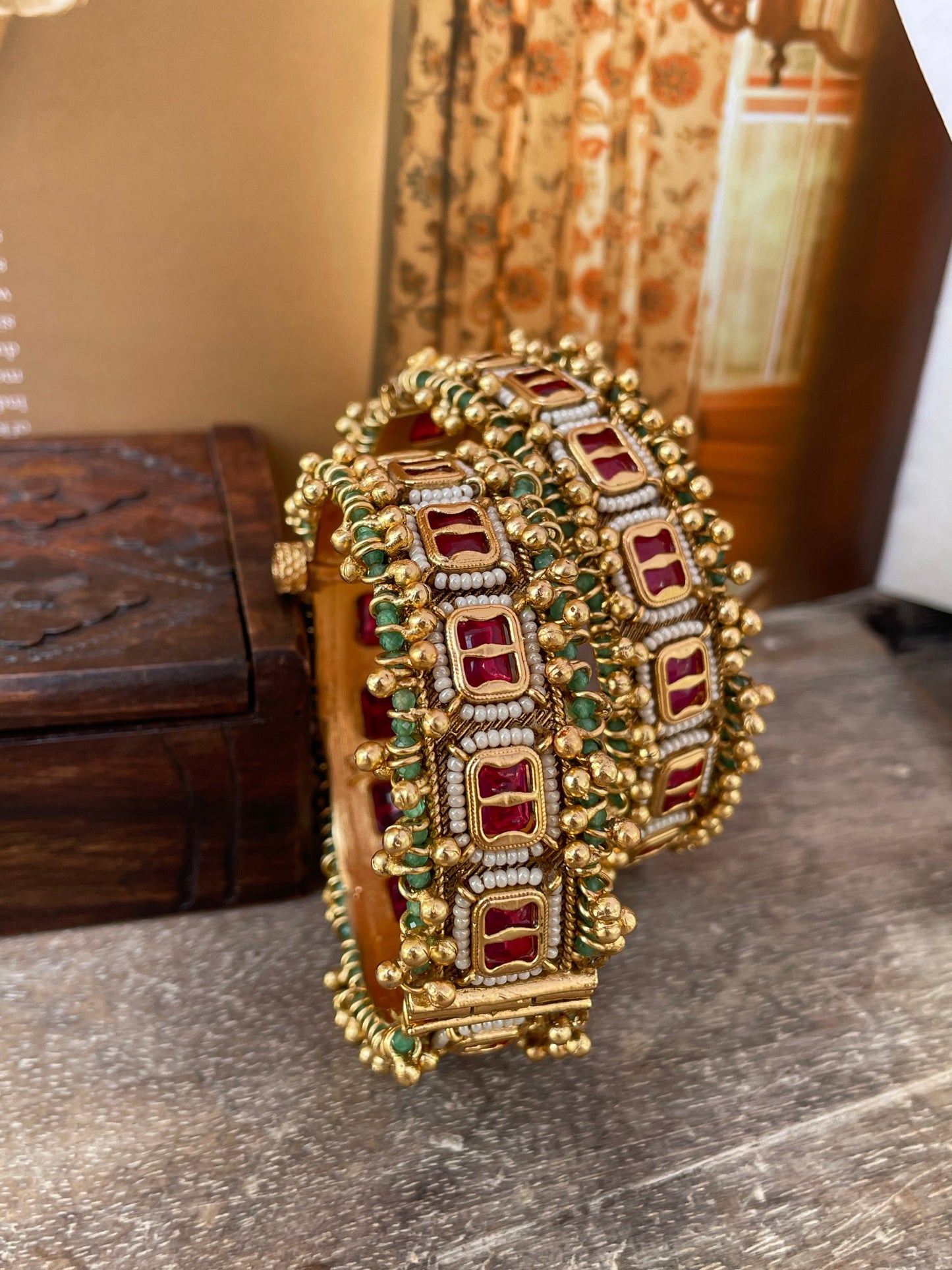 Meeta Antique Openable Bangles-2.4/2.6