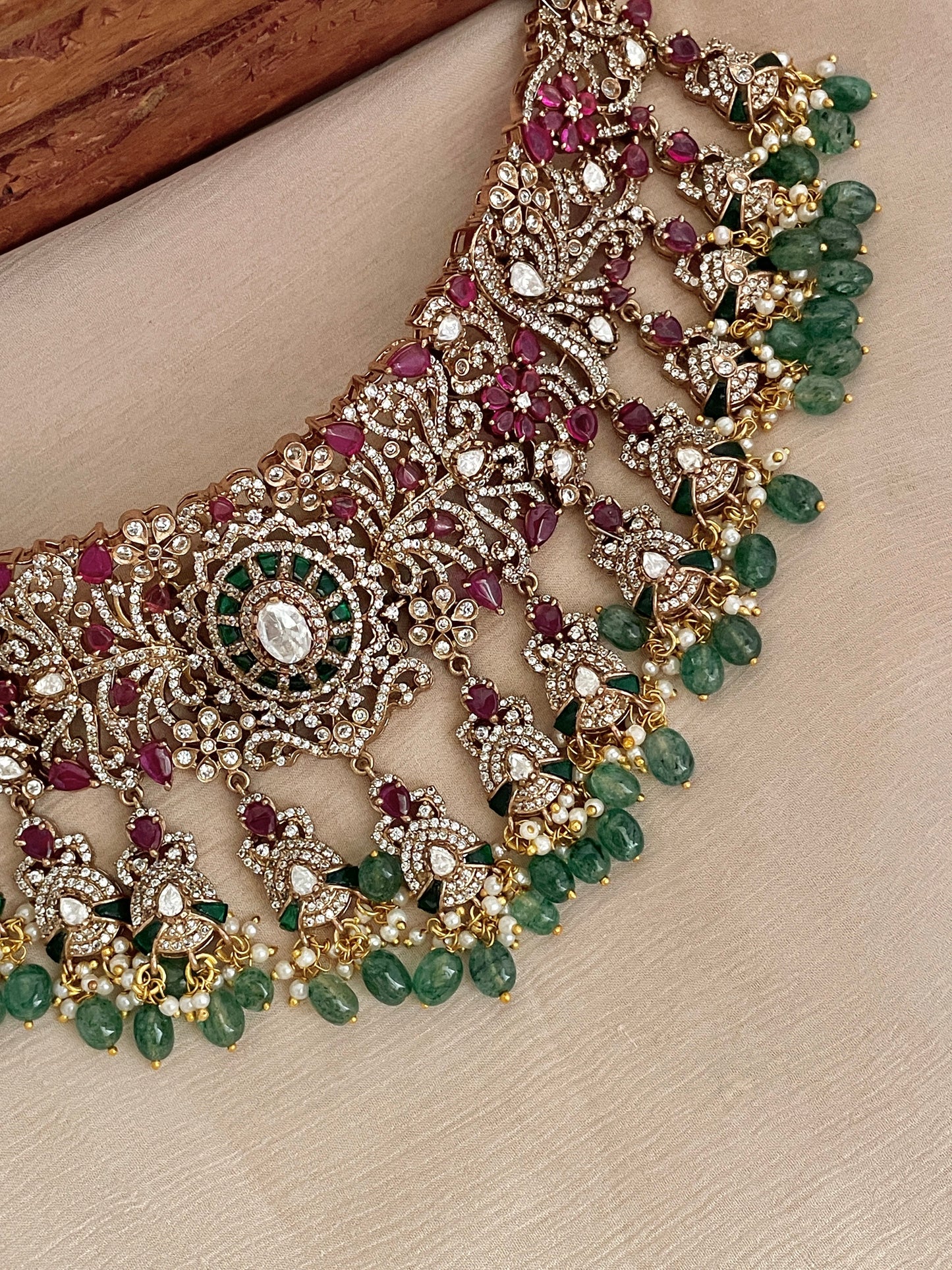 Lajita Ruby Emerald Necklace Set- Made to Order