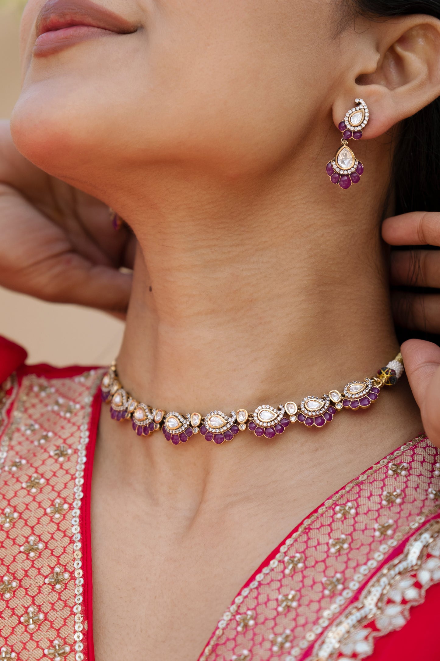 Vihara Ruby Paisley Necklace Set