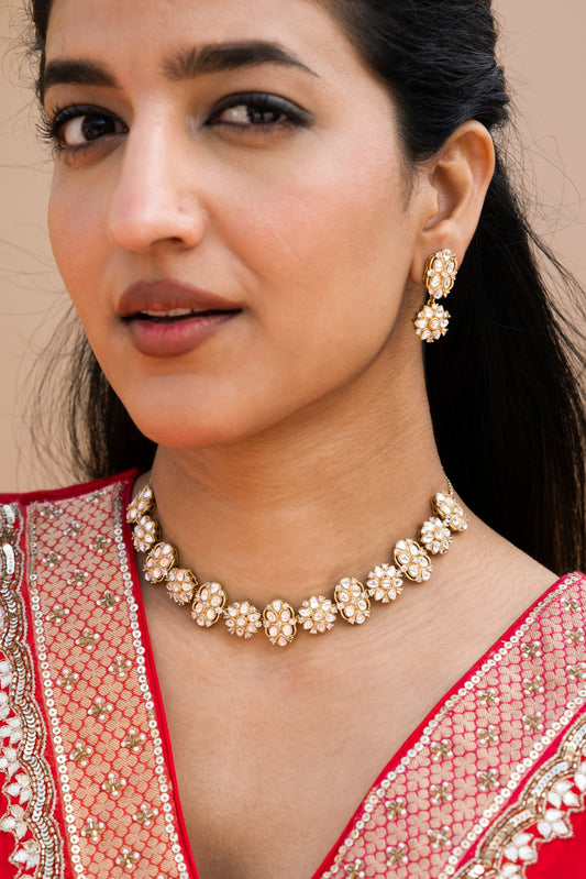 Tarashi Moissanite Polki Necklace Set