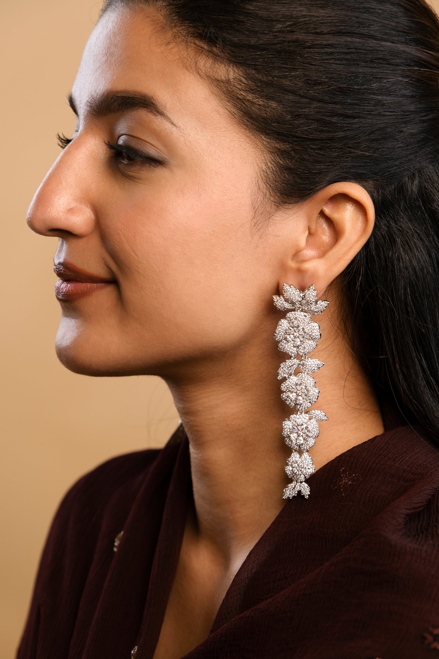 Floral Symphony Diamond Shoulder Duster Earrings