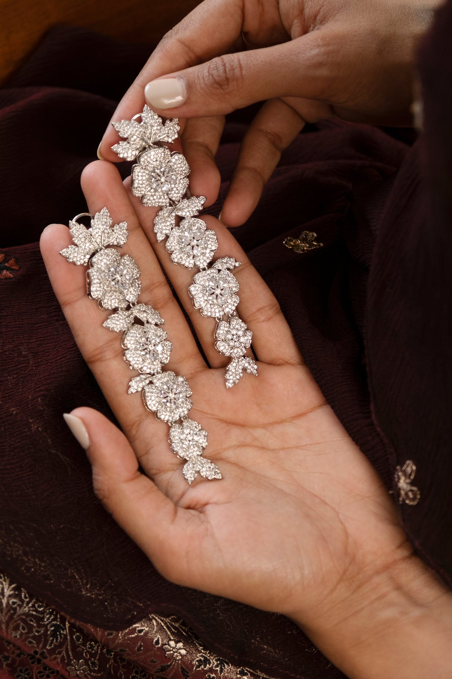Floral Symphony Diamond Shoulder Duster Earrings