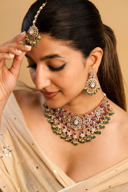 Lajita Ruby Emerald Necklace Set- Made to Order