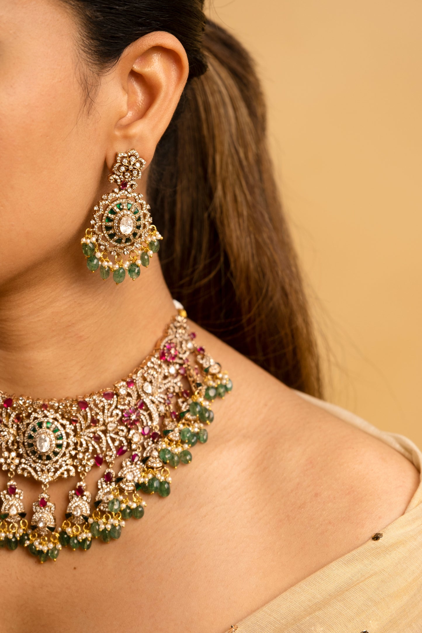Lajita Ruby Emerald Necklace Set- Made to Order