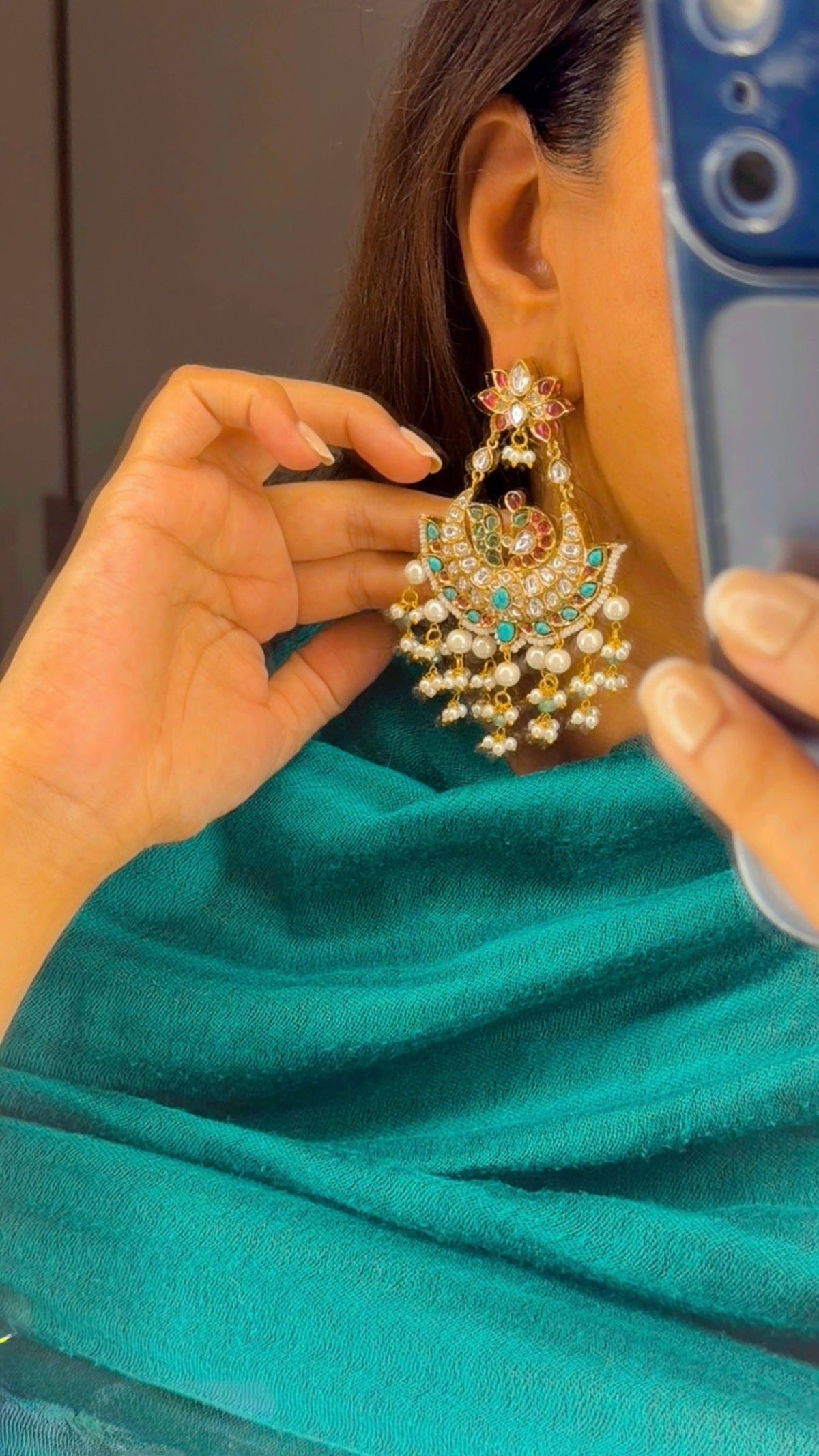 The Mormukh Kundan Polki Chaandbaali Earrings