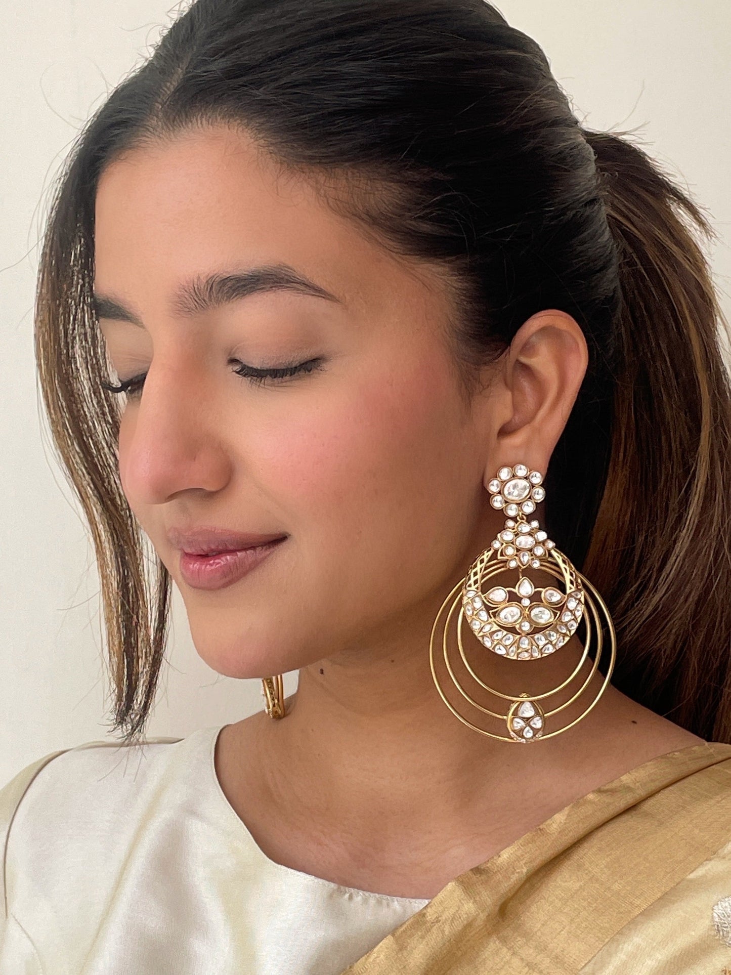 Kimi Large Polki Chaandbaali Earrings
