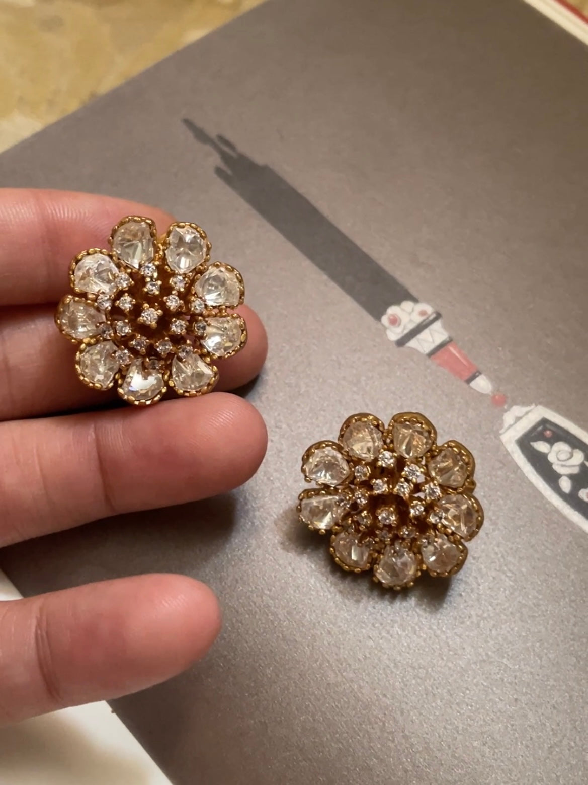 Nusrat Moissanite Polki Earrings
