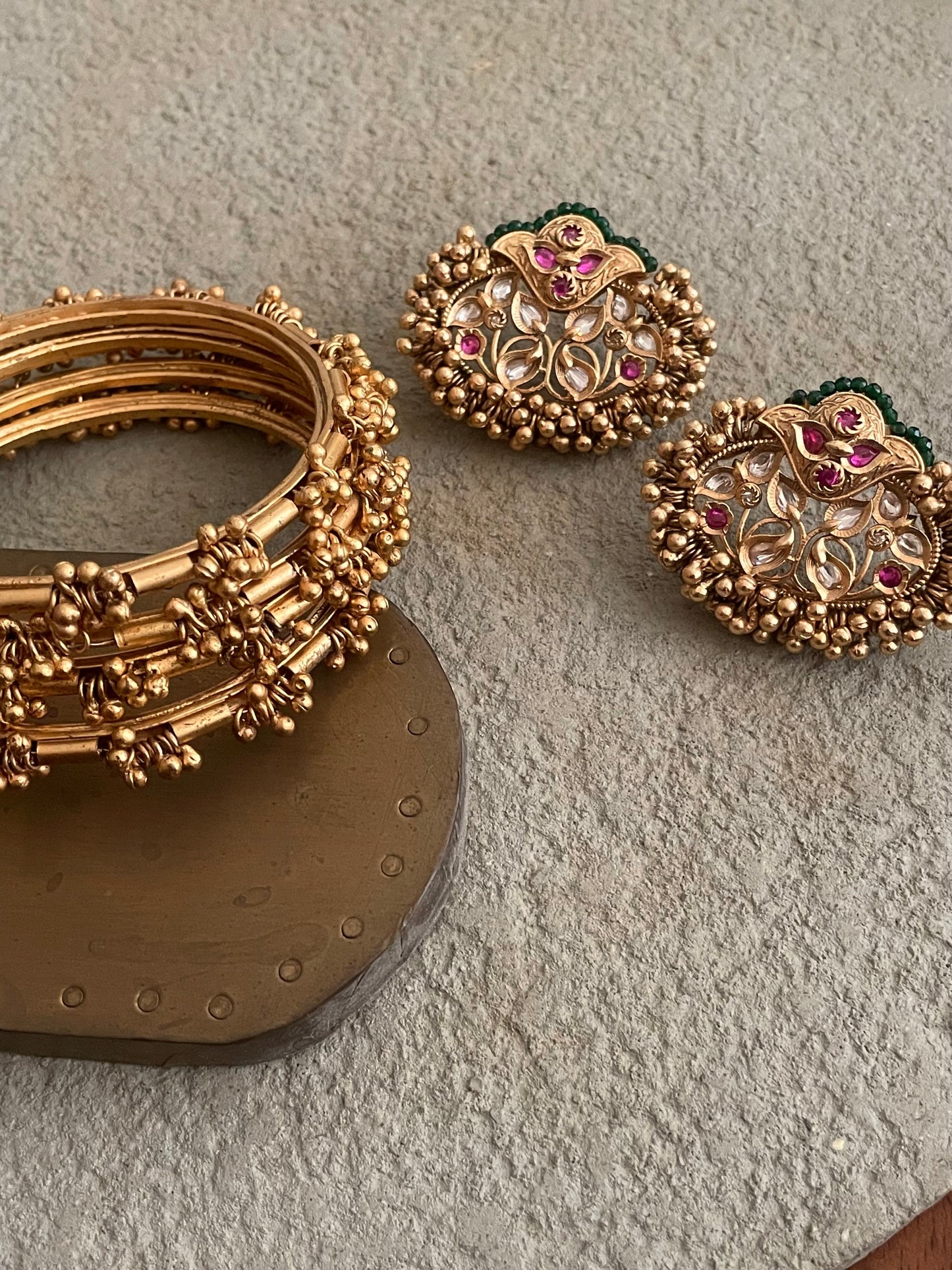 Saloni Gold Finish Ghungroo Bangles-Set of 4