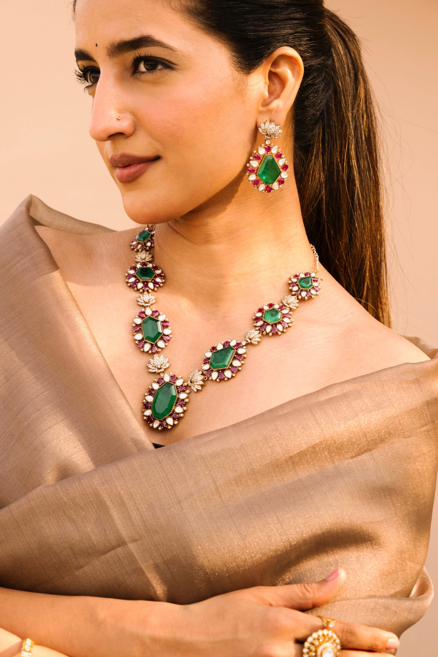 Pre Order- Prisha Emerald Necklace Set