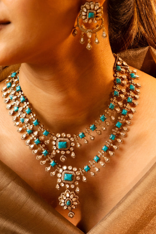 Pre Order- Swara Turquoise Necklace Set