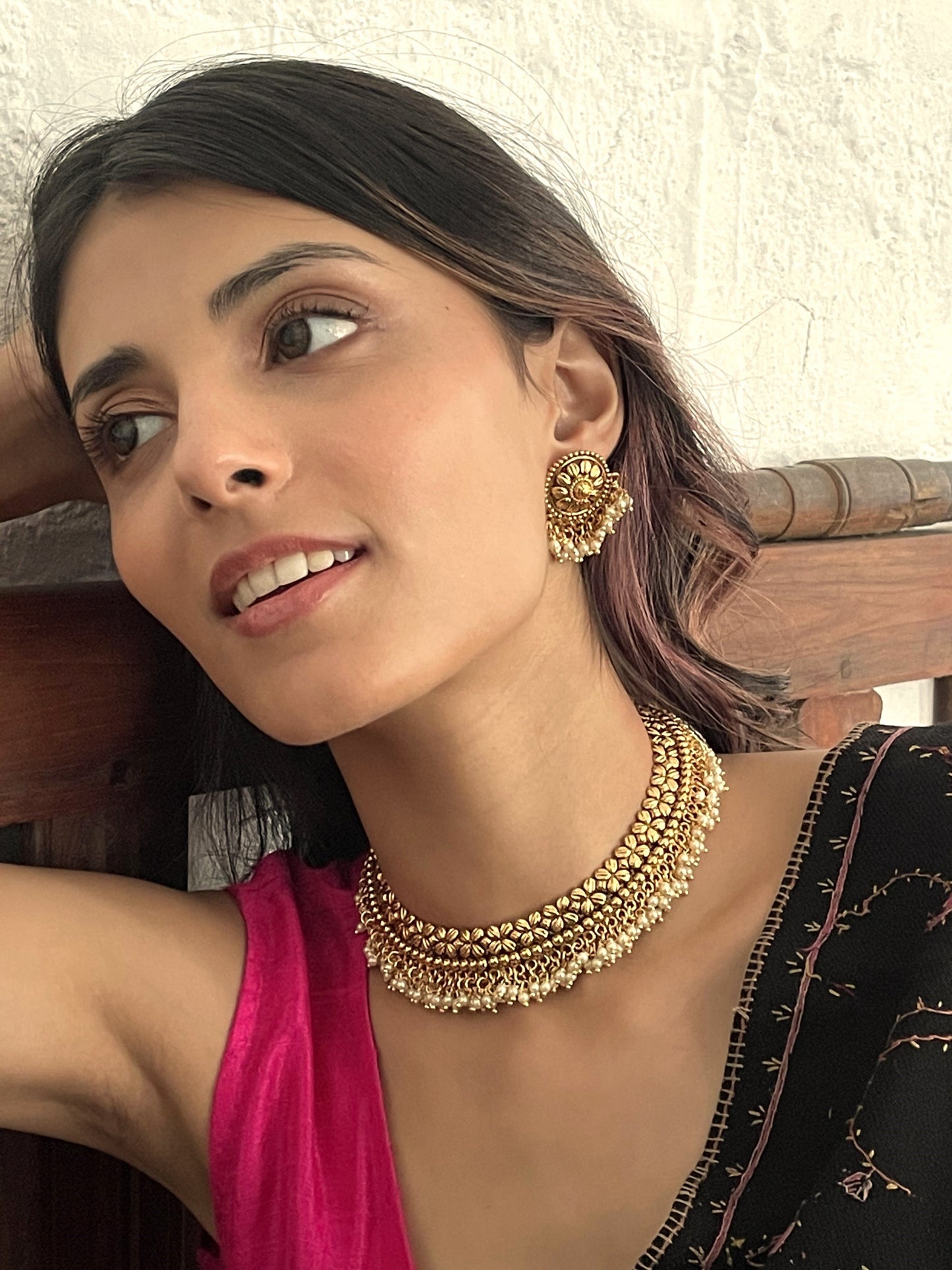 Kimaya Antique Gold Necklace Set