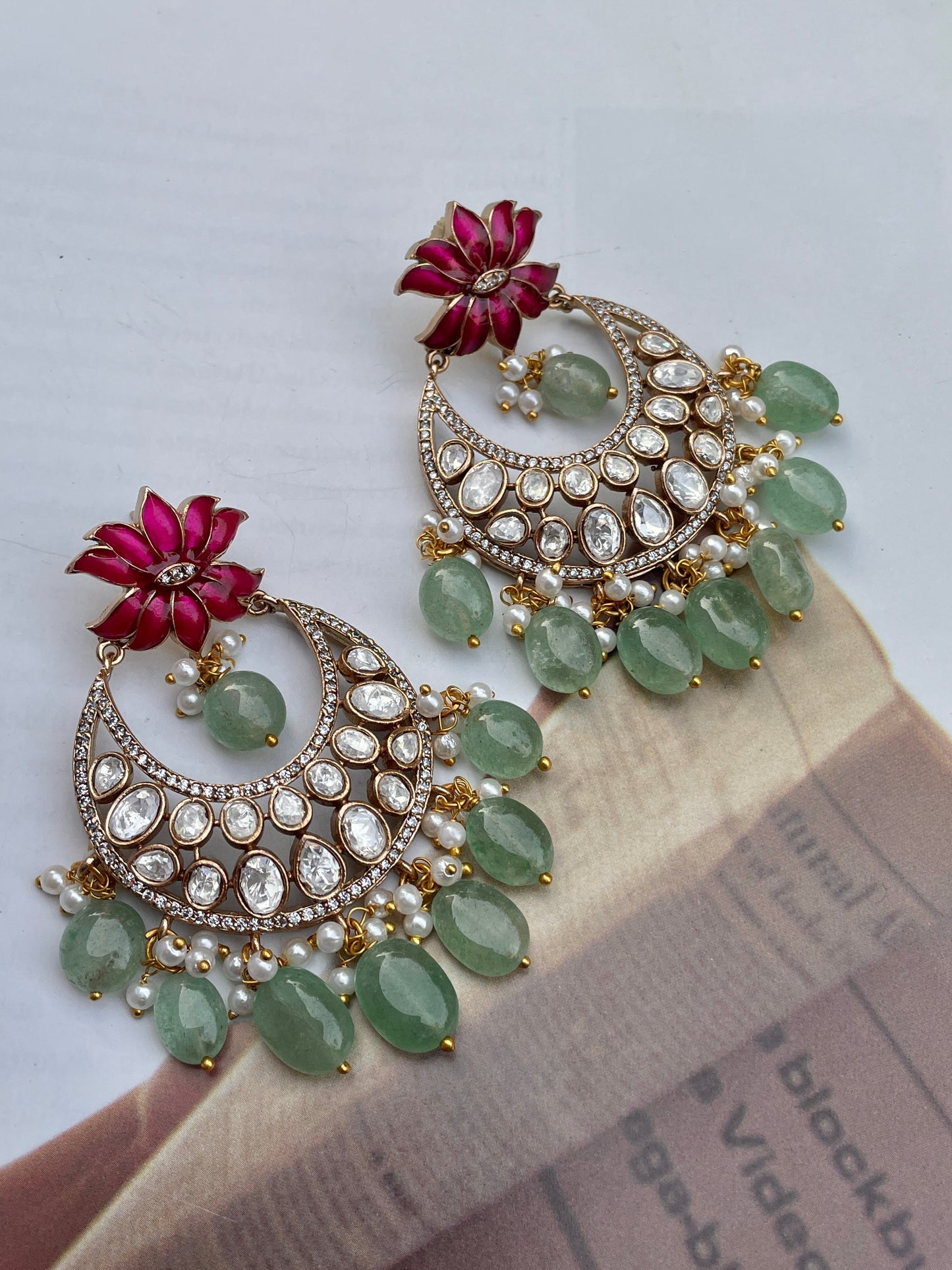 Amulya Enamel Polki Chaandbaali Earrings