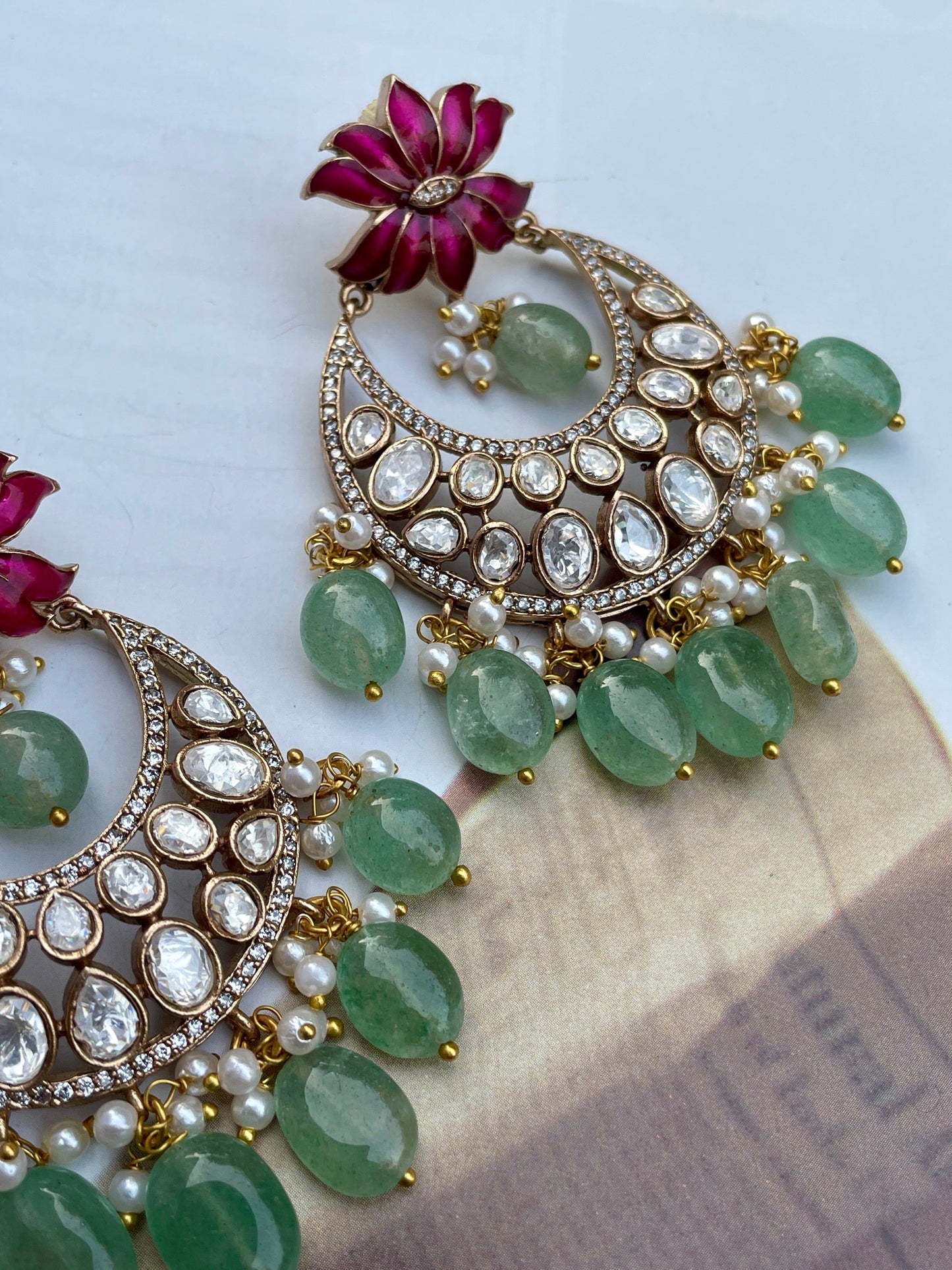 Amulya Enamel Polki Chaandbaali Earrings