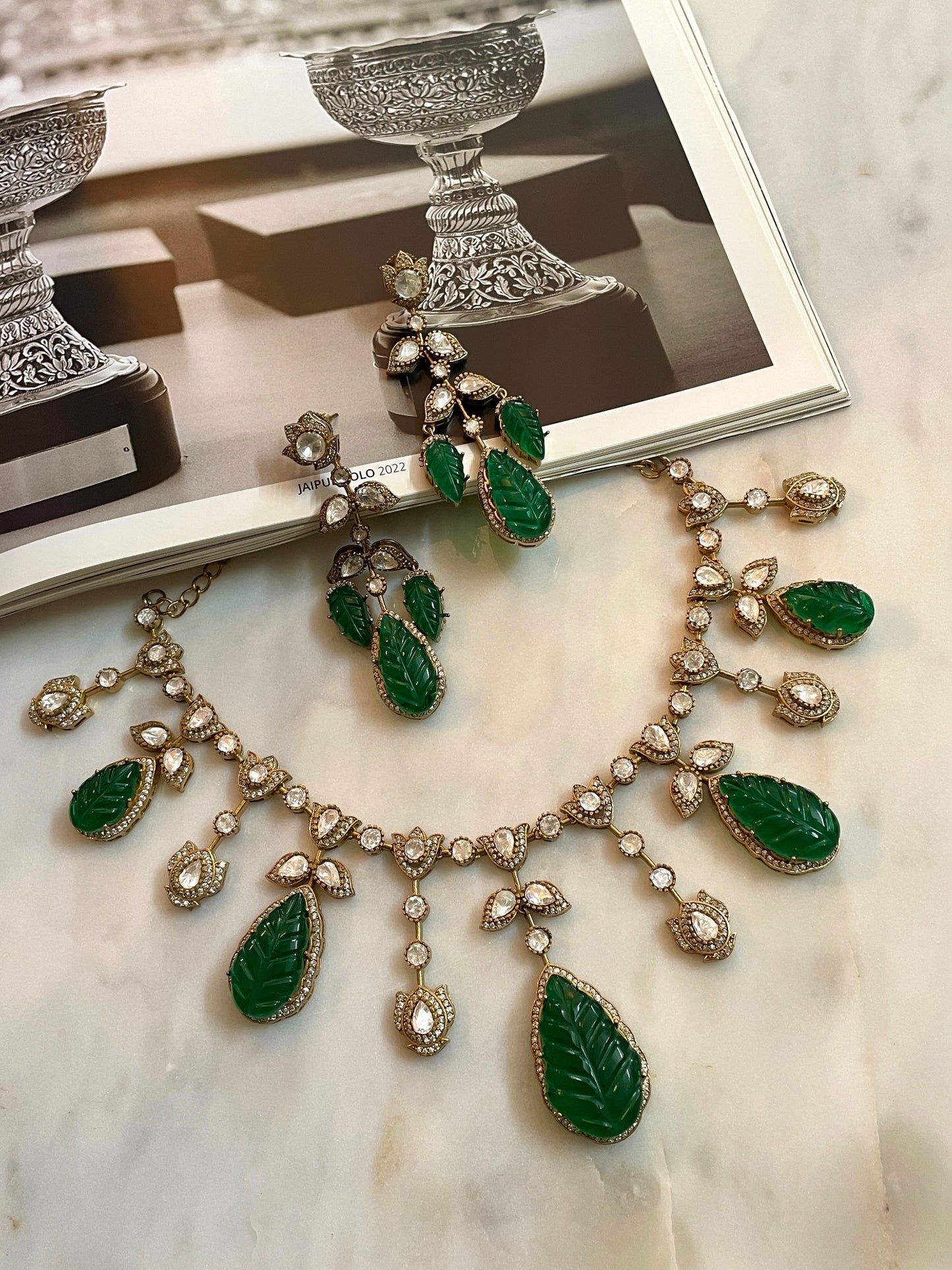 Pre Order- Vaidehi Emerald Necklace Set