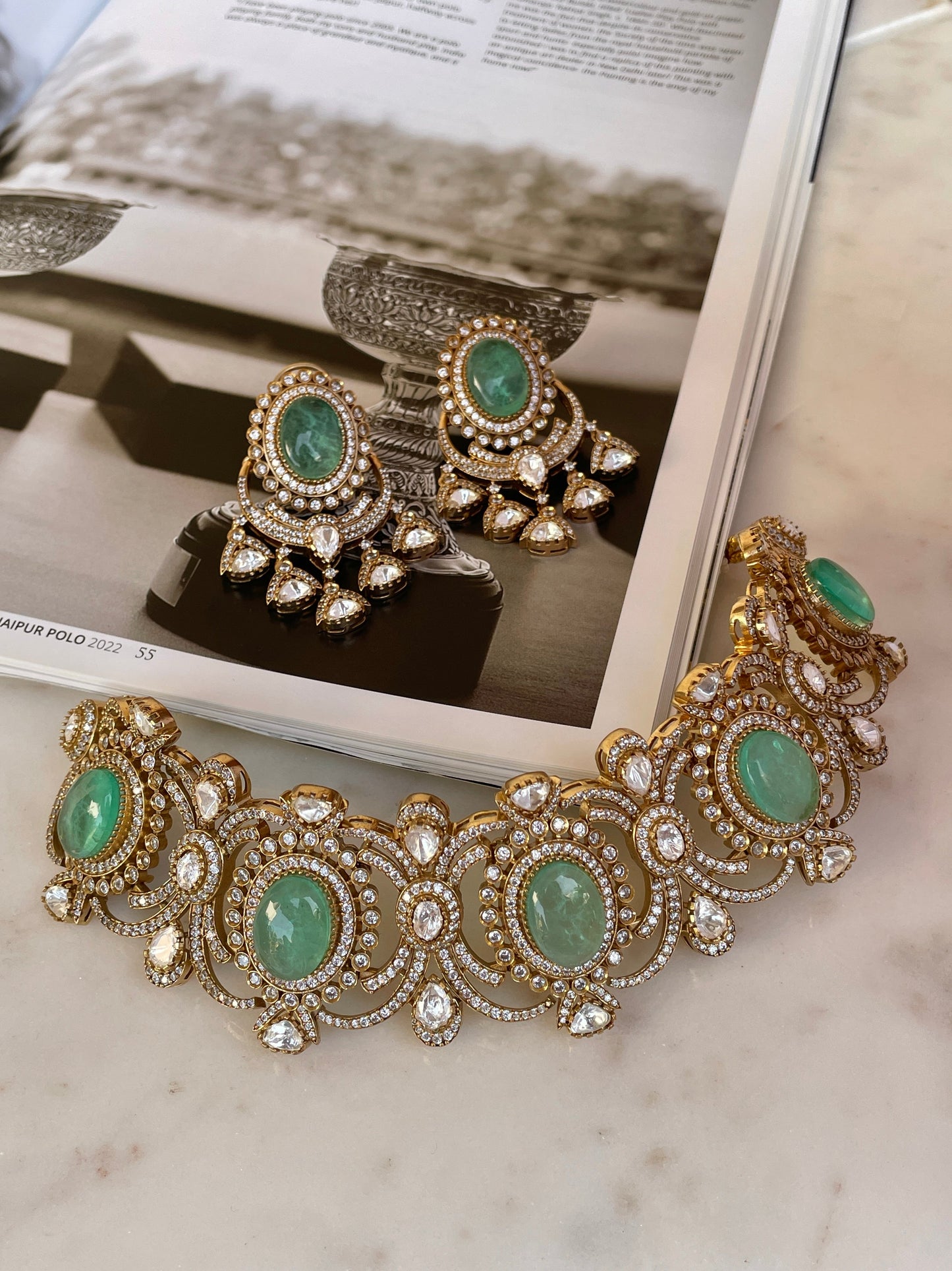 Pre Order- Myra Moissanite & Emerald Choker