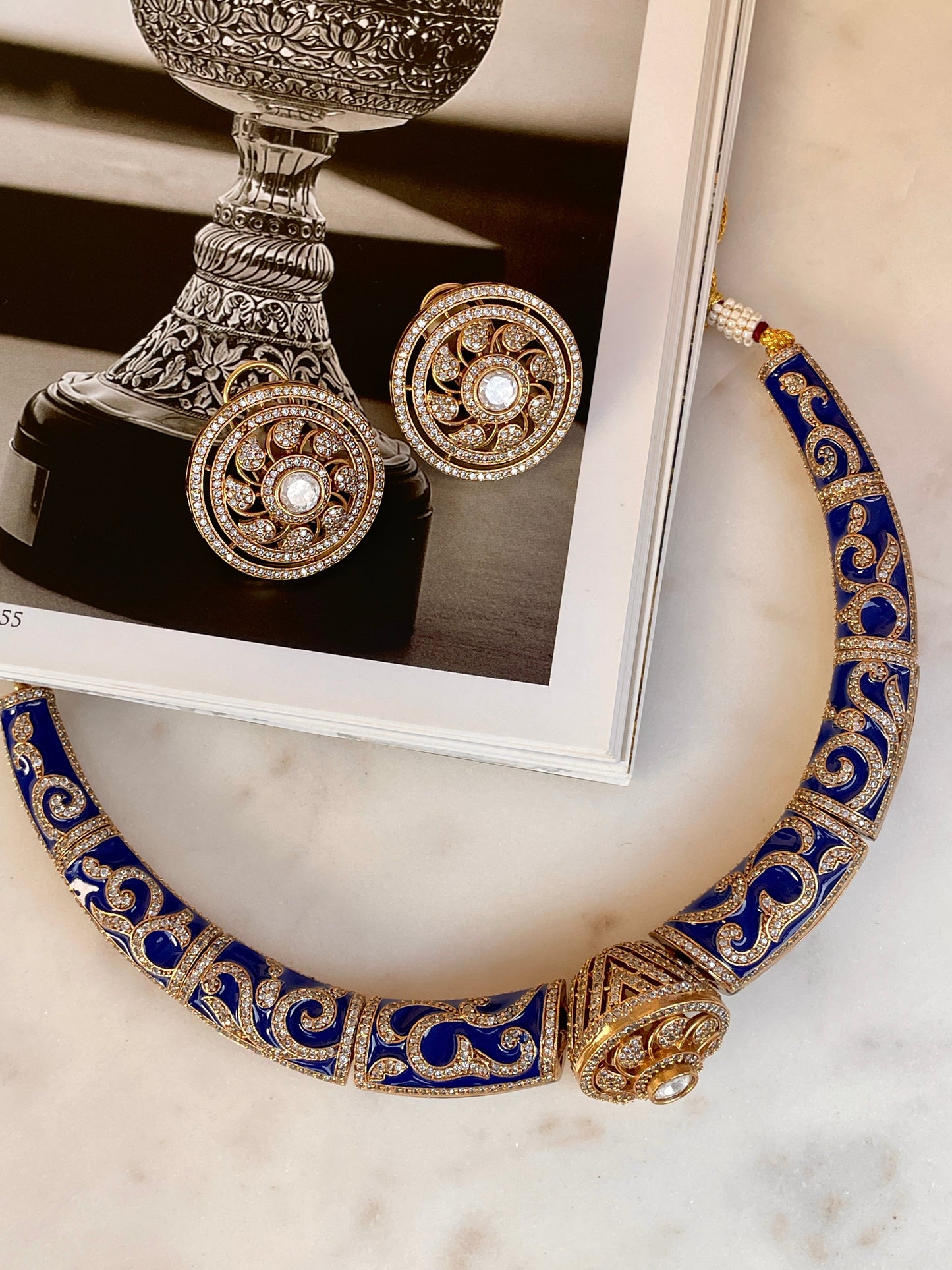 Pre Order- Saumya Polki Blue Meenakari Hasli