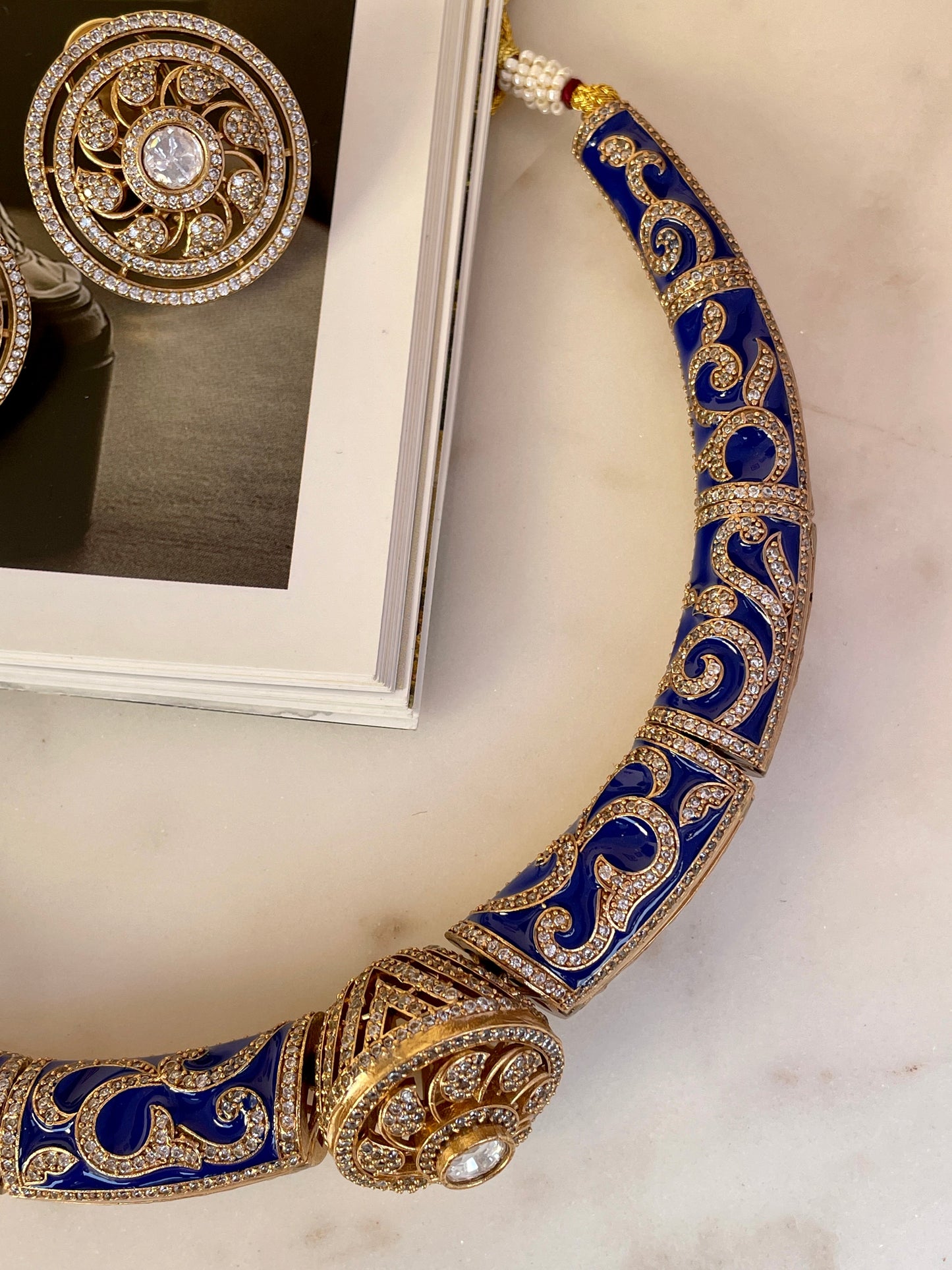 Pre Order- Saumya Polki Blue Meenakari Hasli
