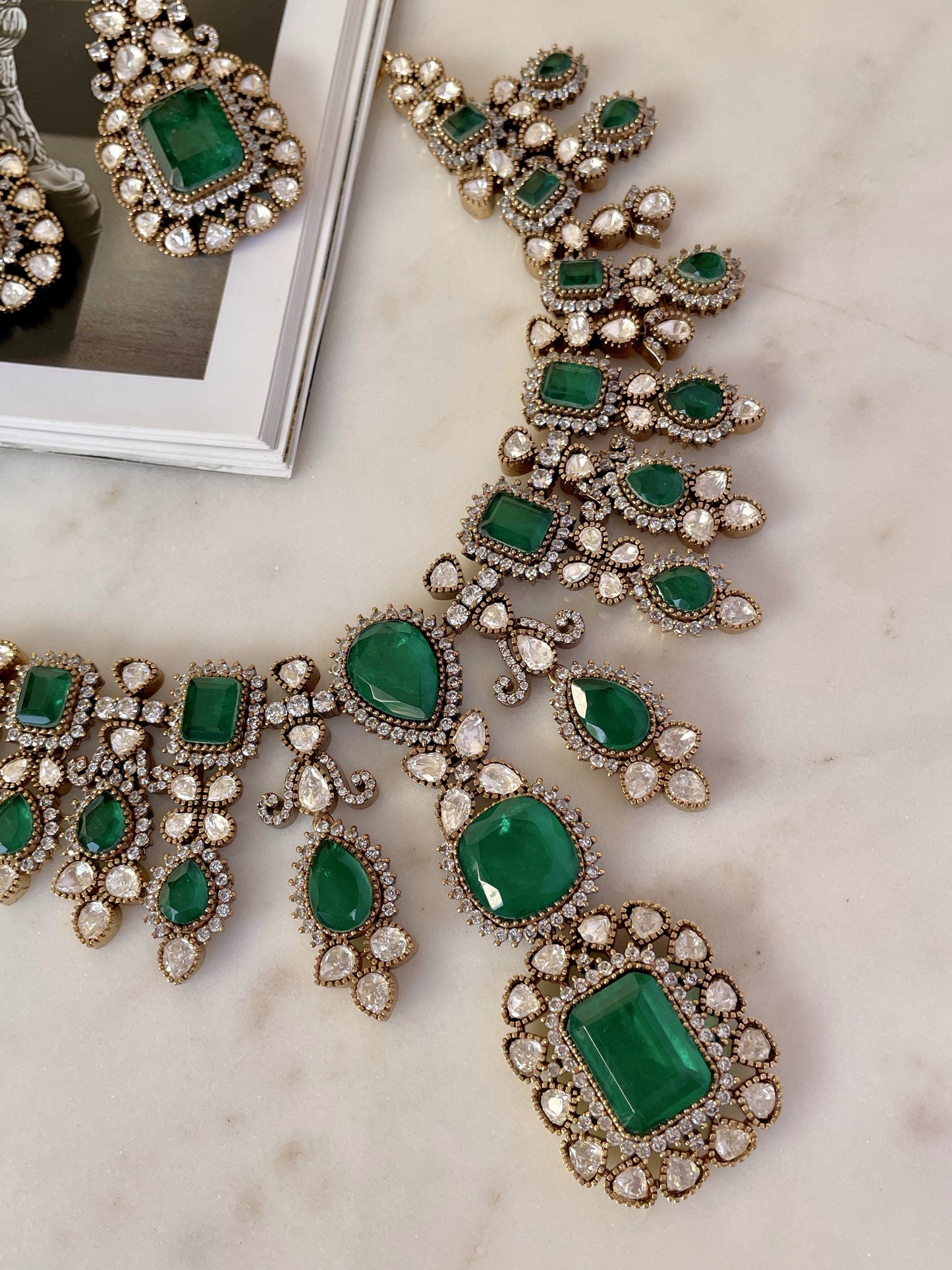 Pre Order- Reva Emerald Necklace Set