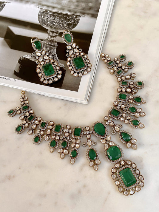 Pre Order- Reva Emerald Necklace Set