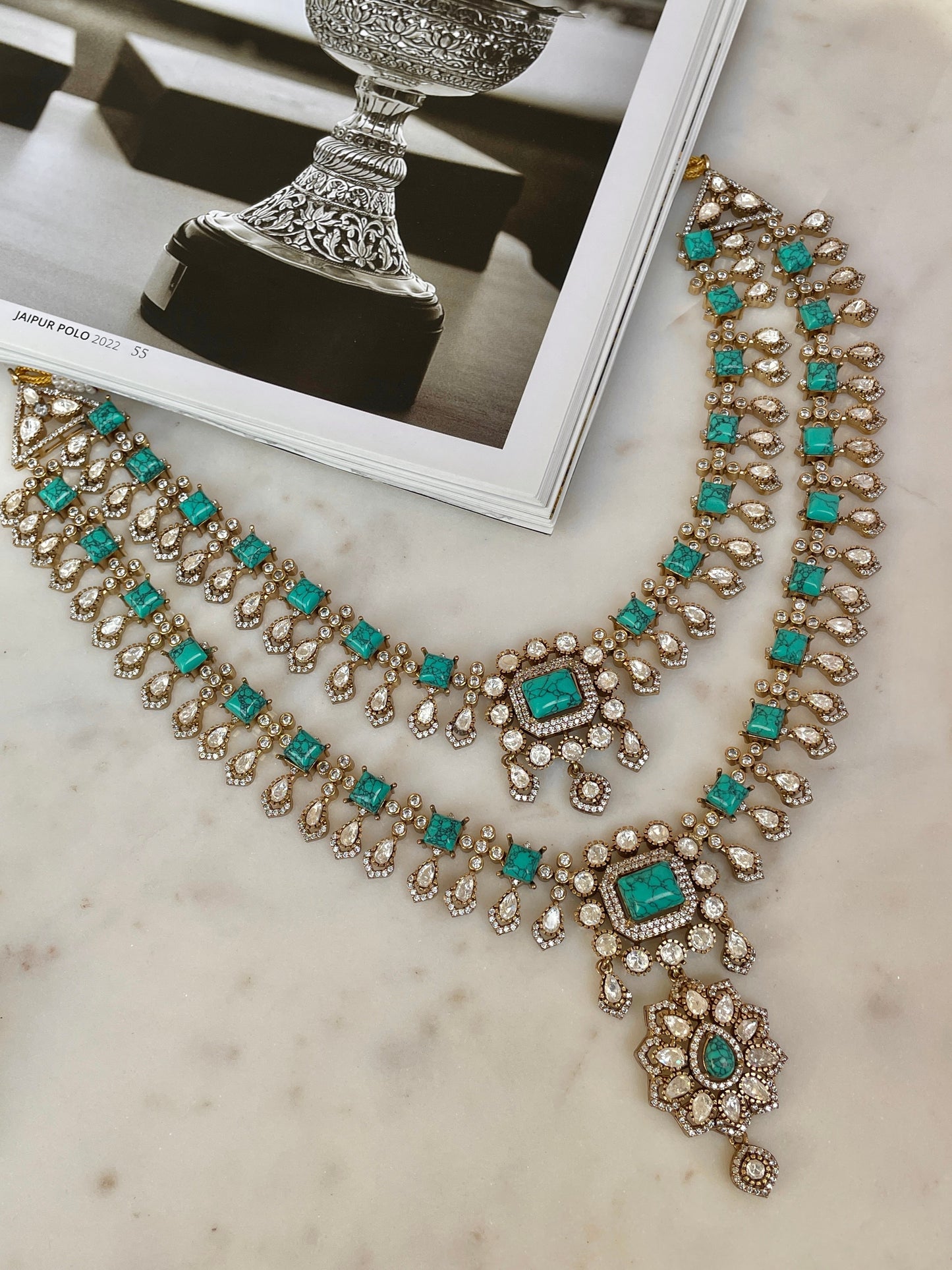 Pre Order- Swara Turquoise Necklace Set