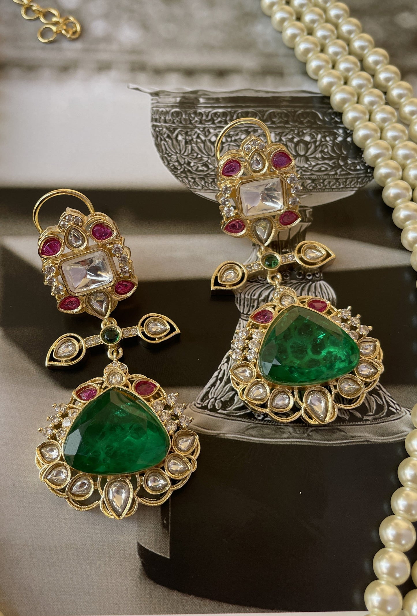 Pre Order- Tanya Emerald Pearl Necklace Set