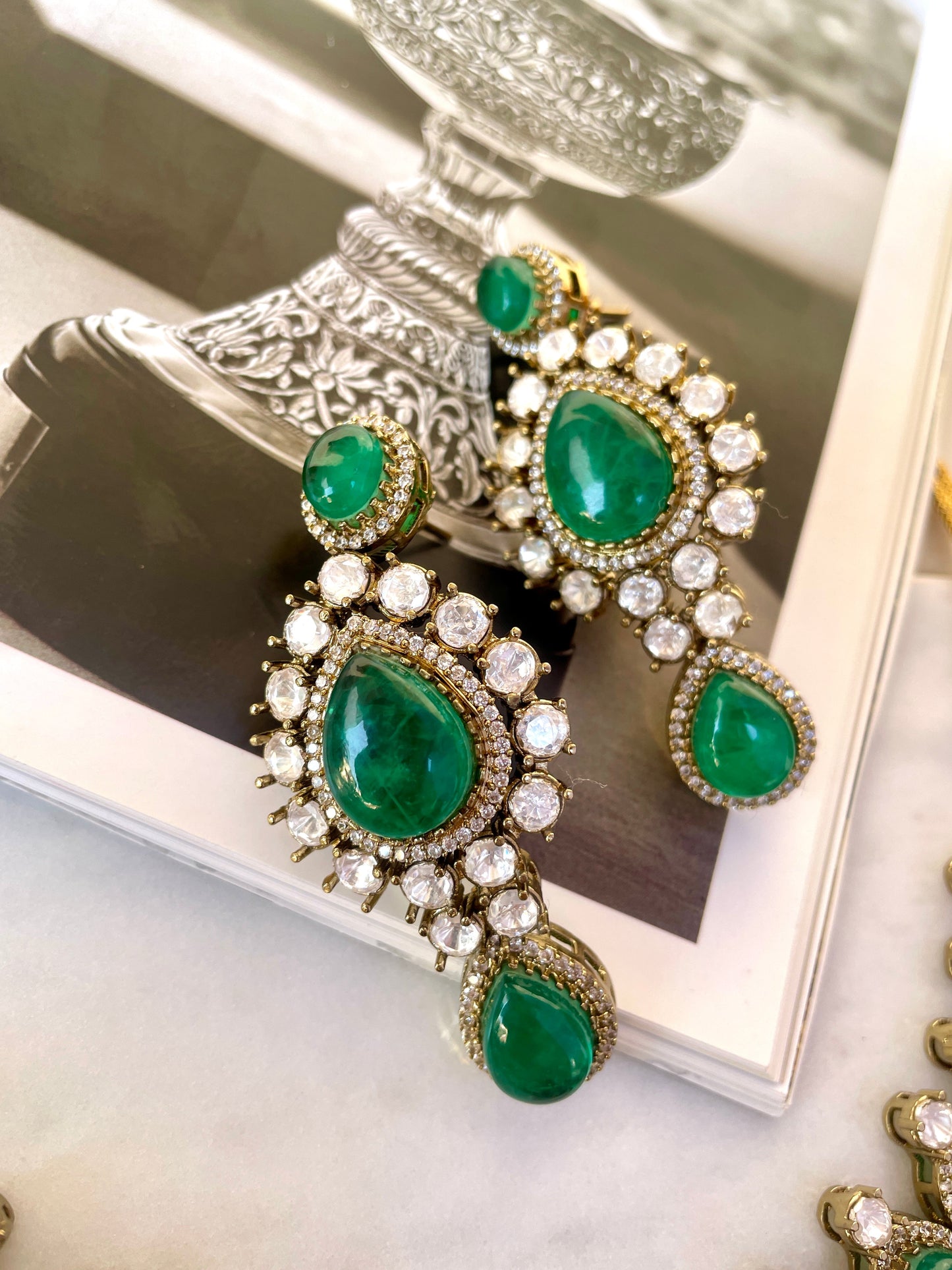 Pre Order- Tejasvini Emerald Necklace Set