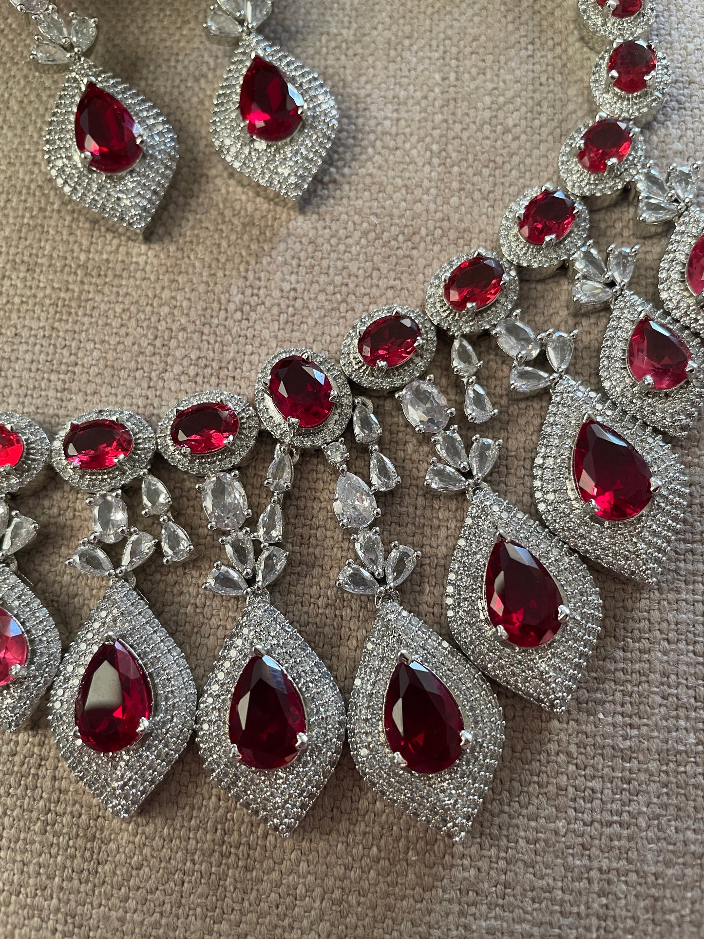 Zariin Ruby Zircon Necklace Set