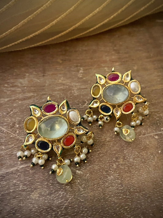 Ratna Kundan Navratna Studs