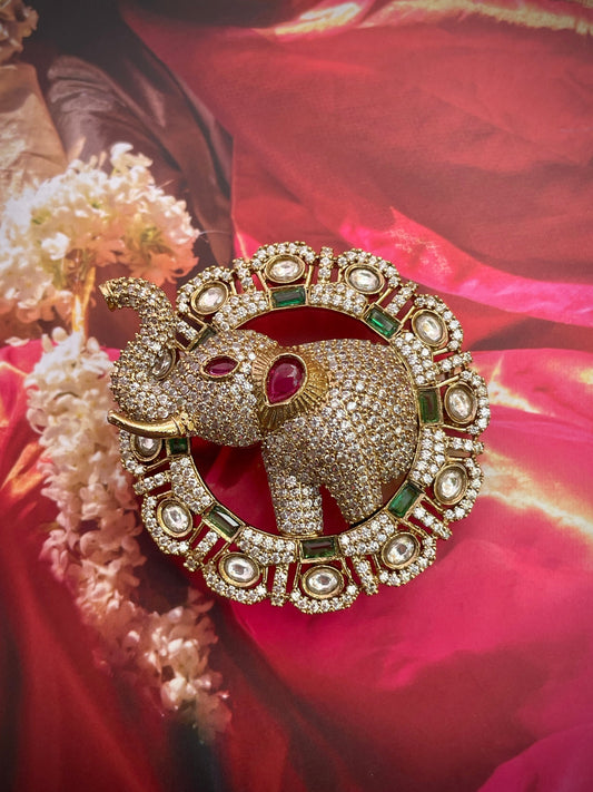 Gajraj Emerald Zircon Brooch