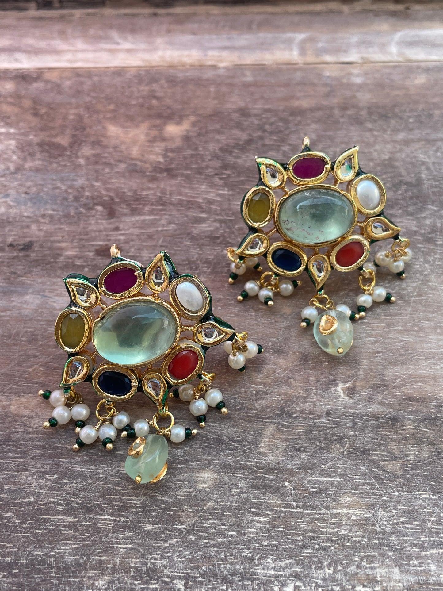 Ratna Kundan Navratna Studs