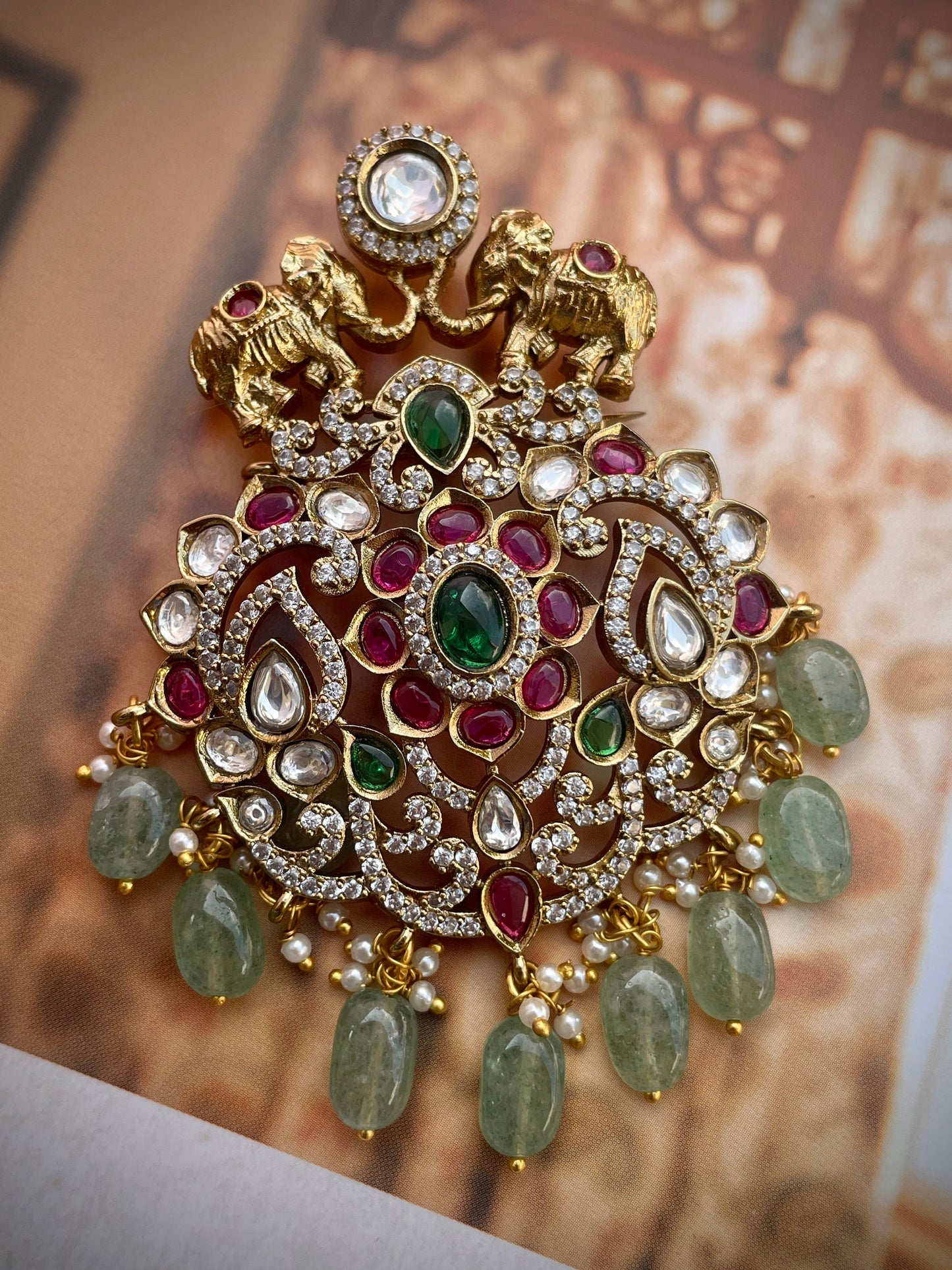 Kirit Heritage Polki Brooch