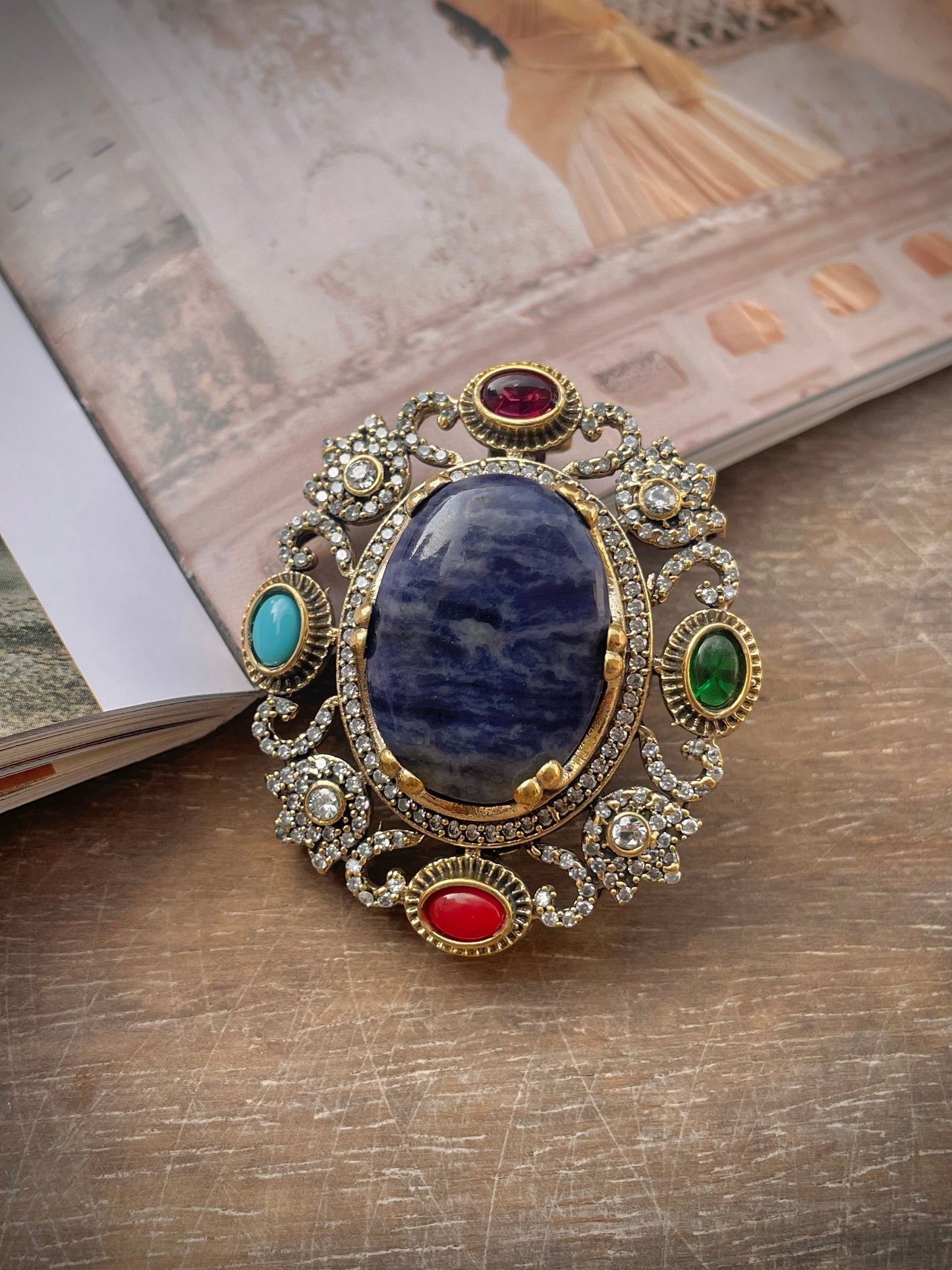 Indrajeet Sapphire Heritage Brooch